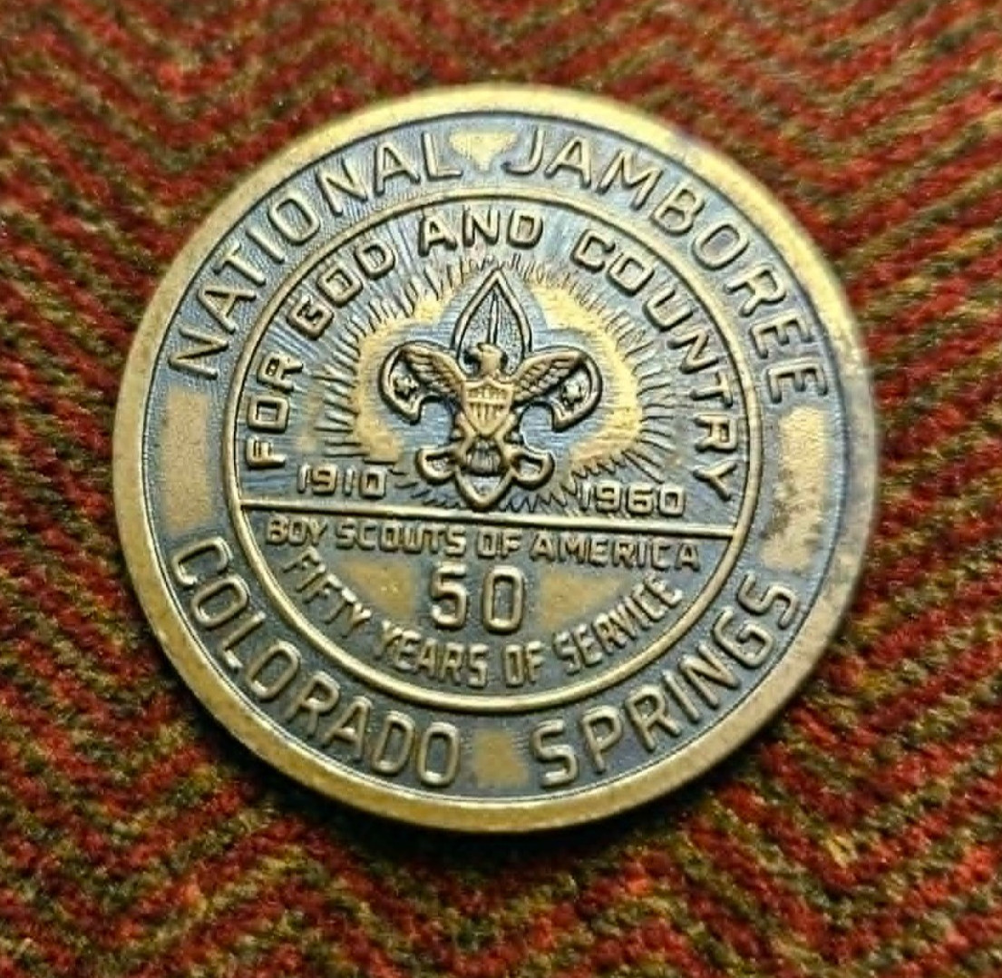 1960 BOY SCOUT NATIONAL JAMBOREE GOLDTONE TOKEN/MEDALLION/COIN - MINT