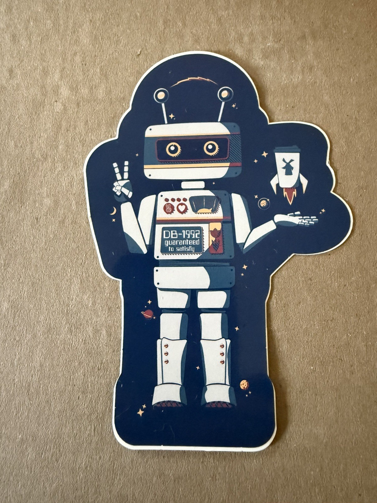 Dutch Bros Robot Sticker Guaranteed To Satisfy Rare Old Design Coffee Decal Dutch Bros Robot Sticker Guaranteed To Satisfy Rare Old Design Coffee Decal