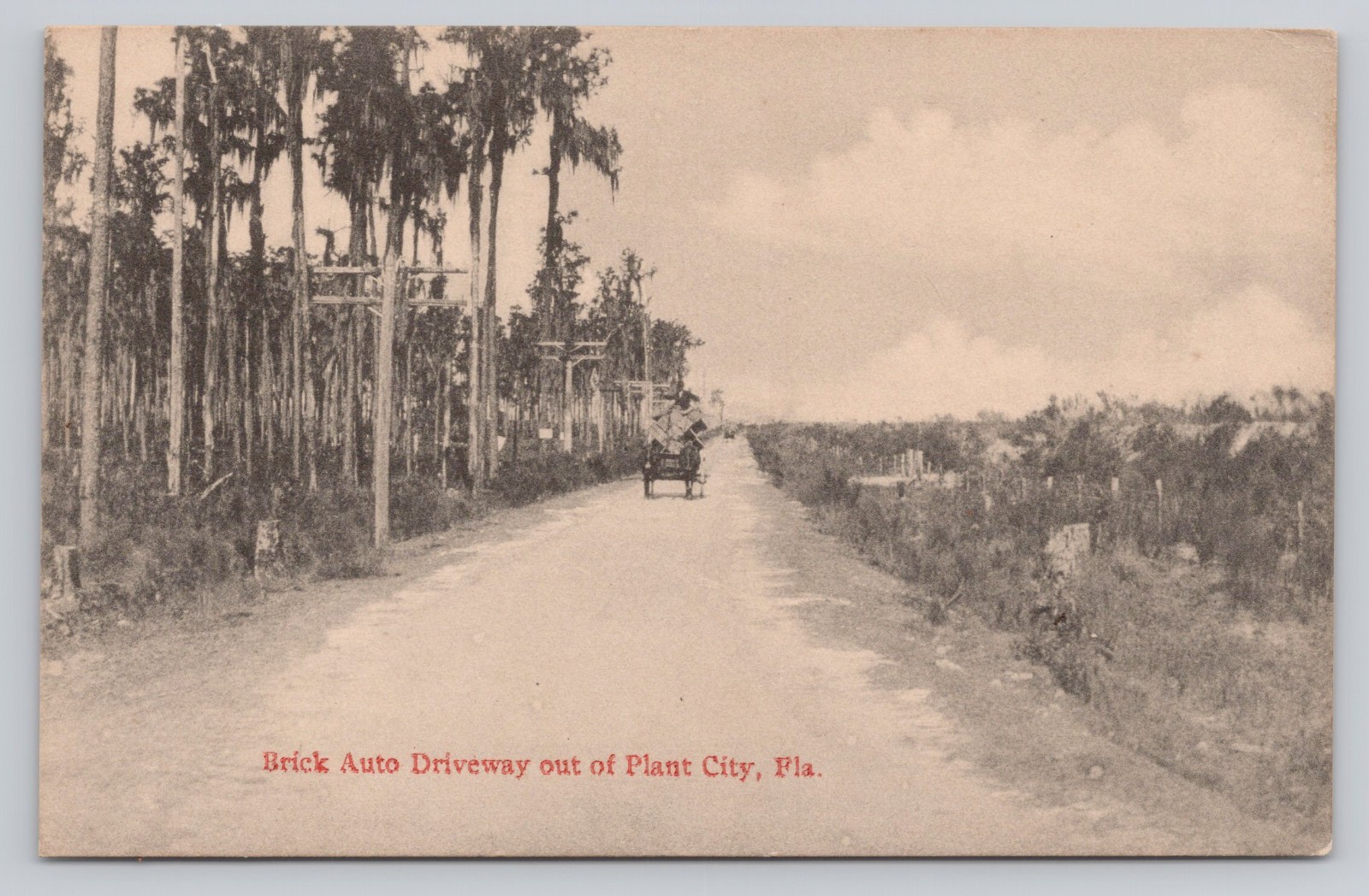 Antique Postcard Brick Auto Road Plant City FL Early Automobile ERA RoadwayR73