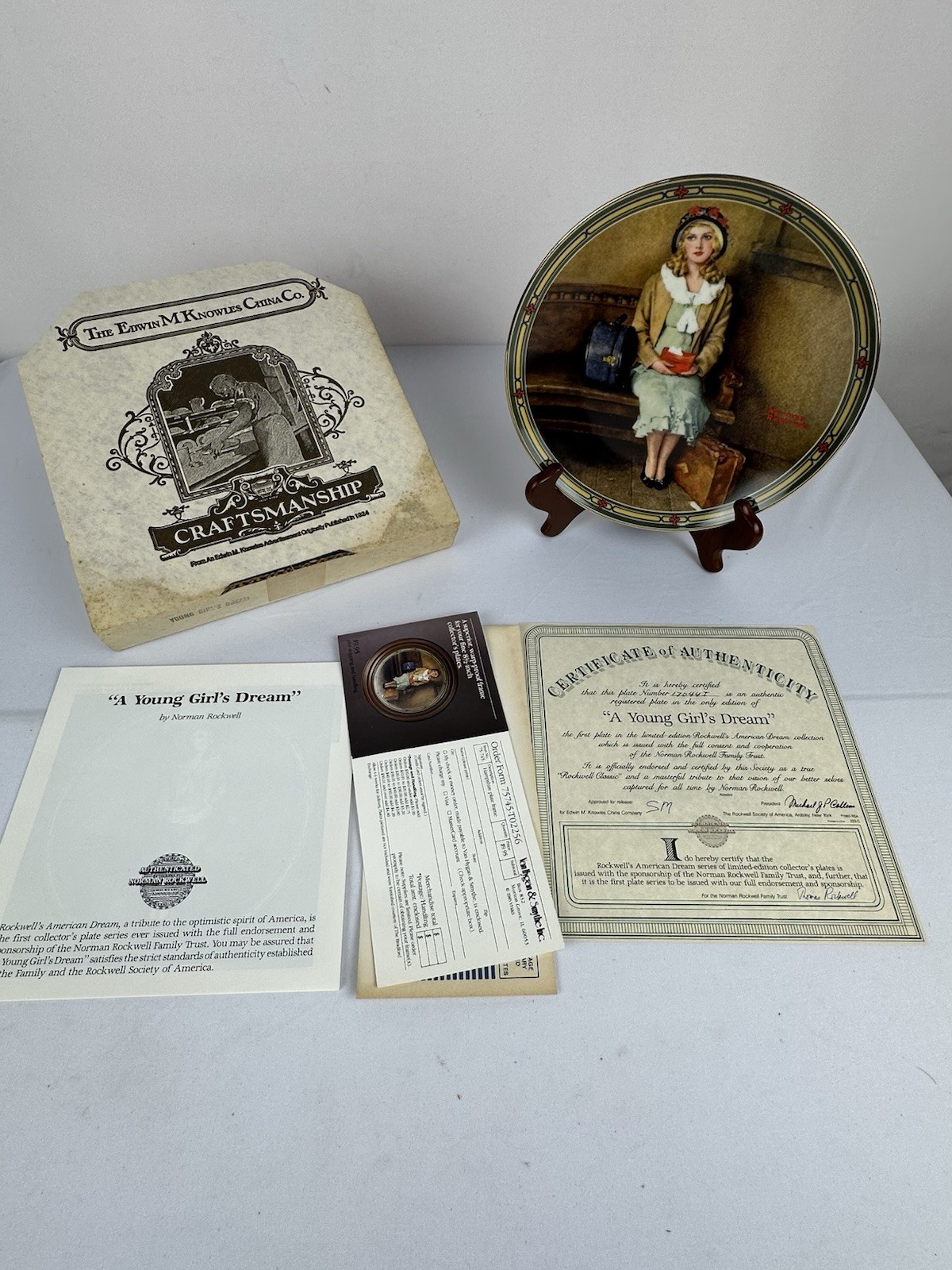 Knowles Norman Rockwell Plate “A Young Girl’s Dream” 1985 L E Authentic