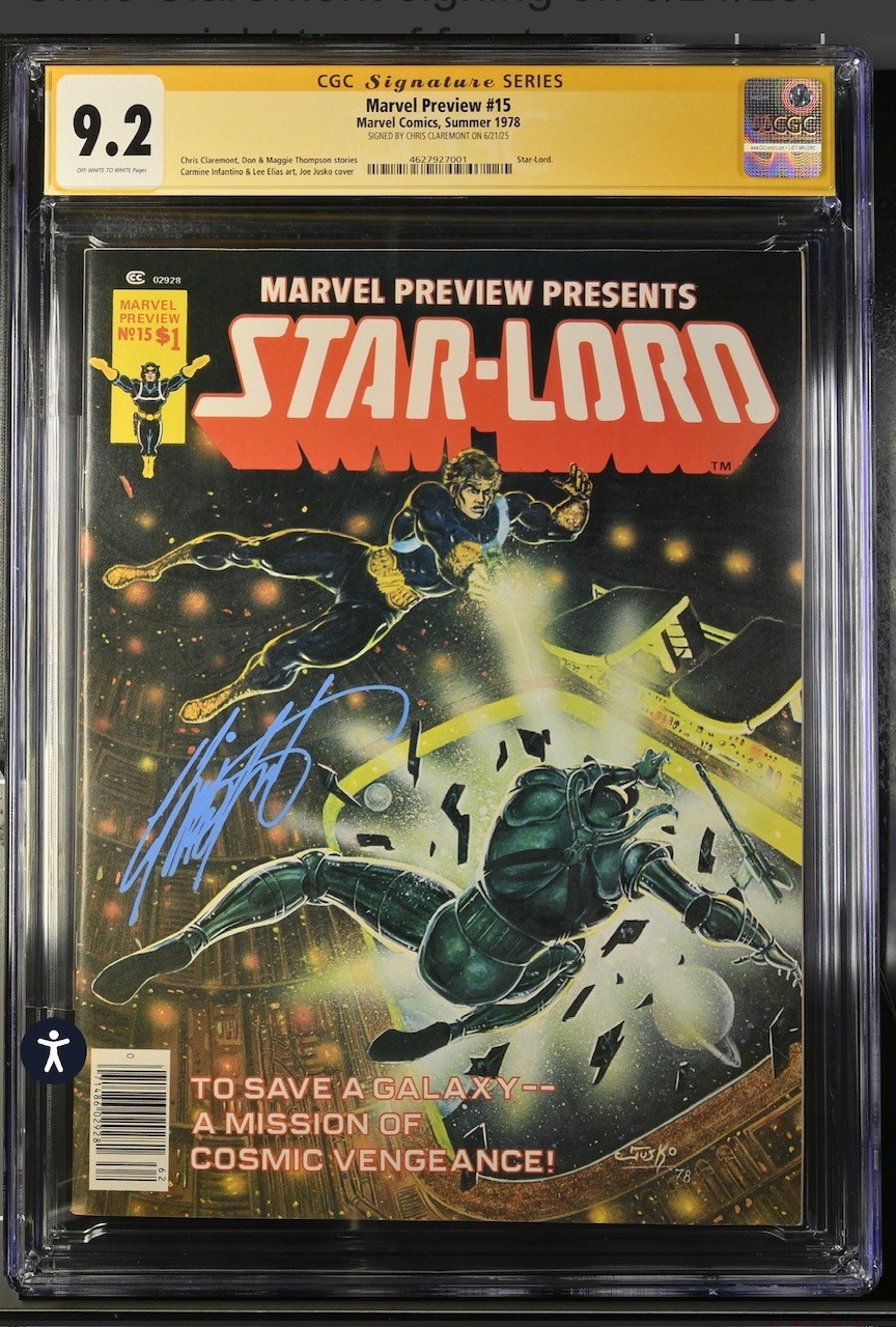 MARVEL PREVIEW #15 SS CGC 9.2 Chris Claremont Signed STAR-LORD MARVEL PREVIEW #15 SS CGC 9.2 Chris Claremont Signed STAR-LORD