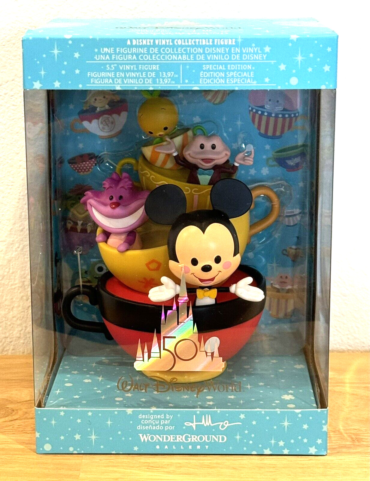 DISNEY WDW 50TH ANNIV WONDERGROUND MICKEY, MR TOAD, ORANGE BIRD TEACUP FIGURINE