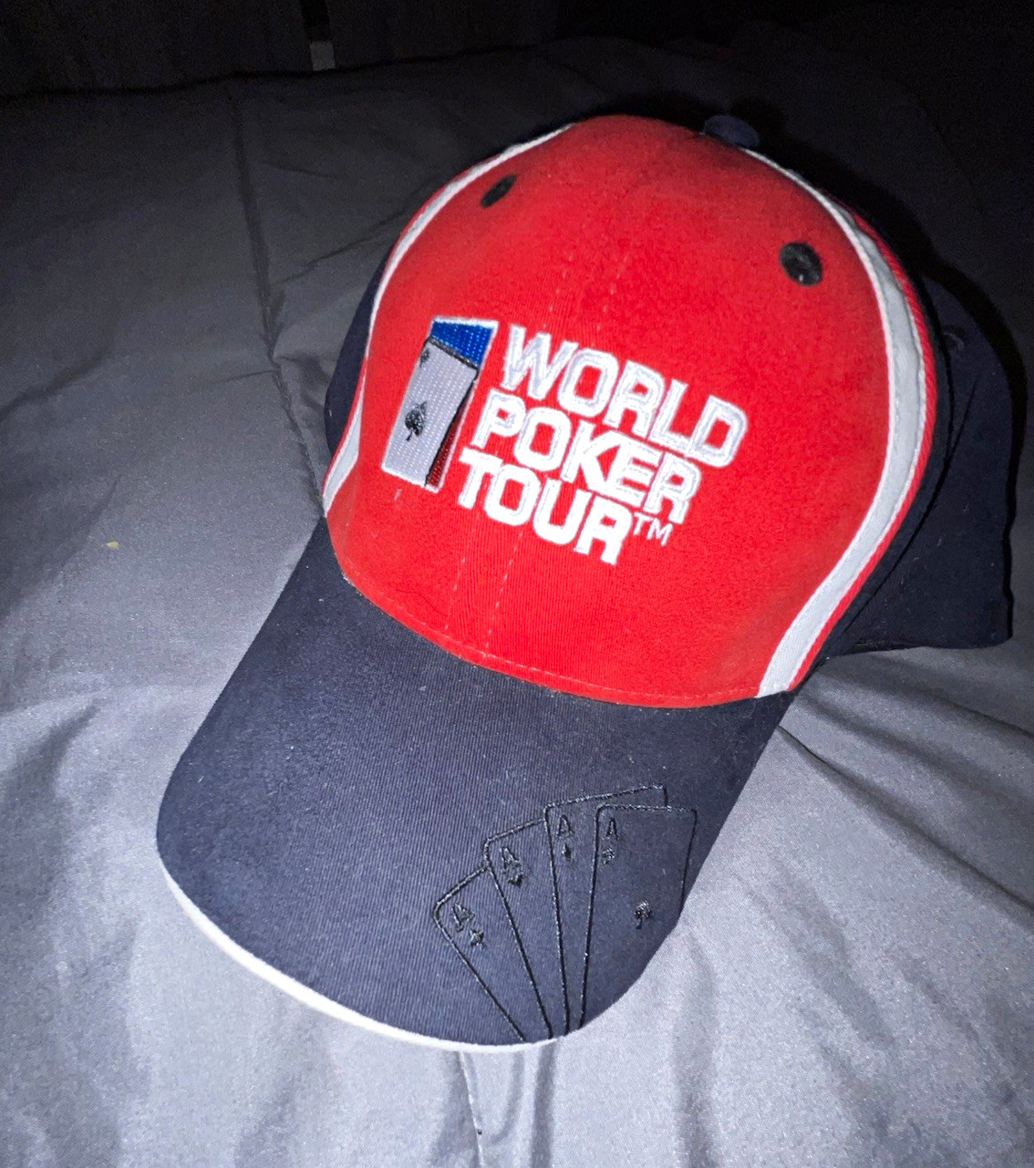 Vintage World Poker Tour Red & Navy Baseball Cap Hat - Casino Theme One Size