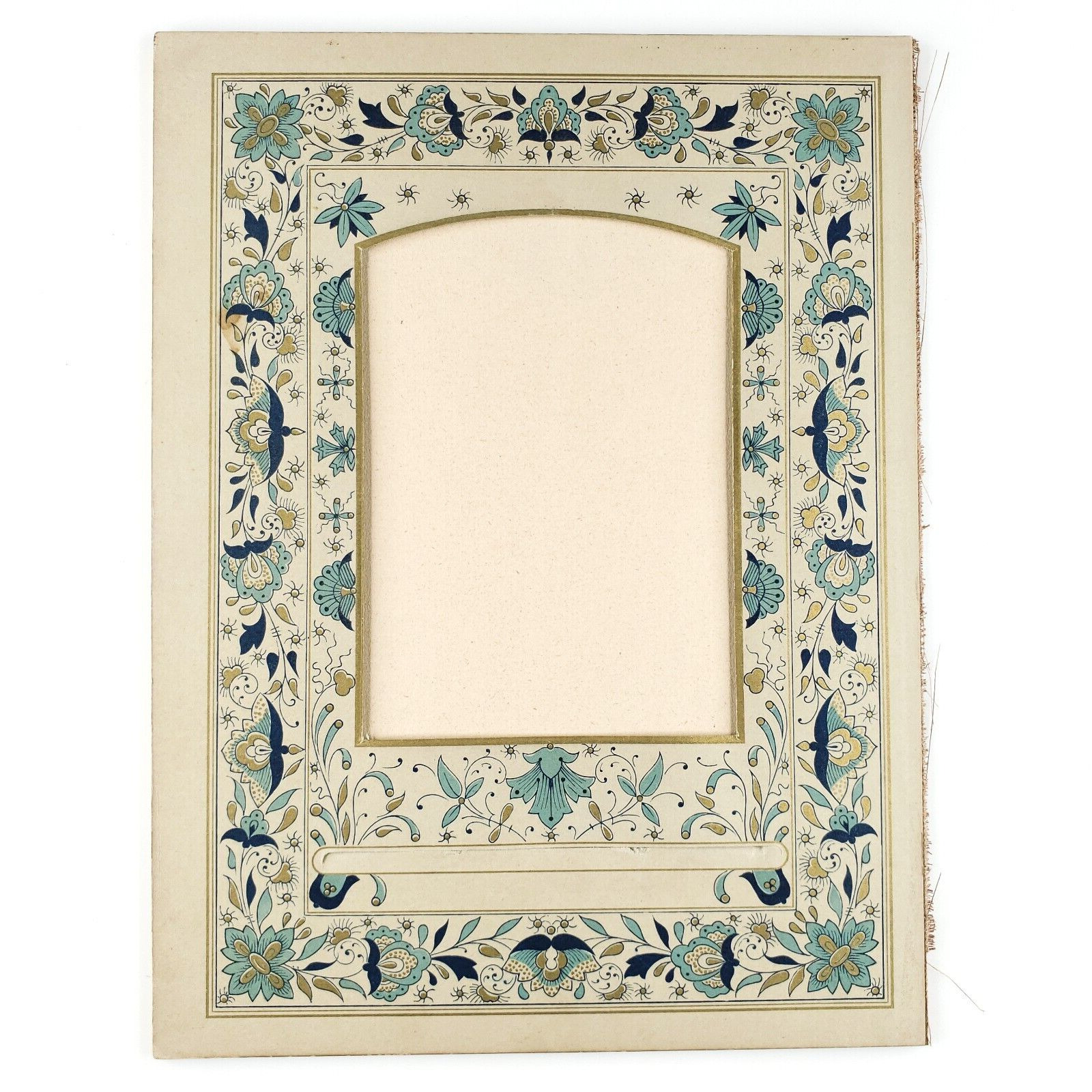 Art Nouveau Cabinet Card Frame c1890 Empty Antique Paper Page Vintage Floral B82