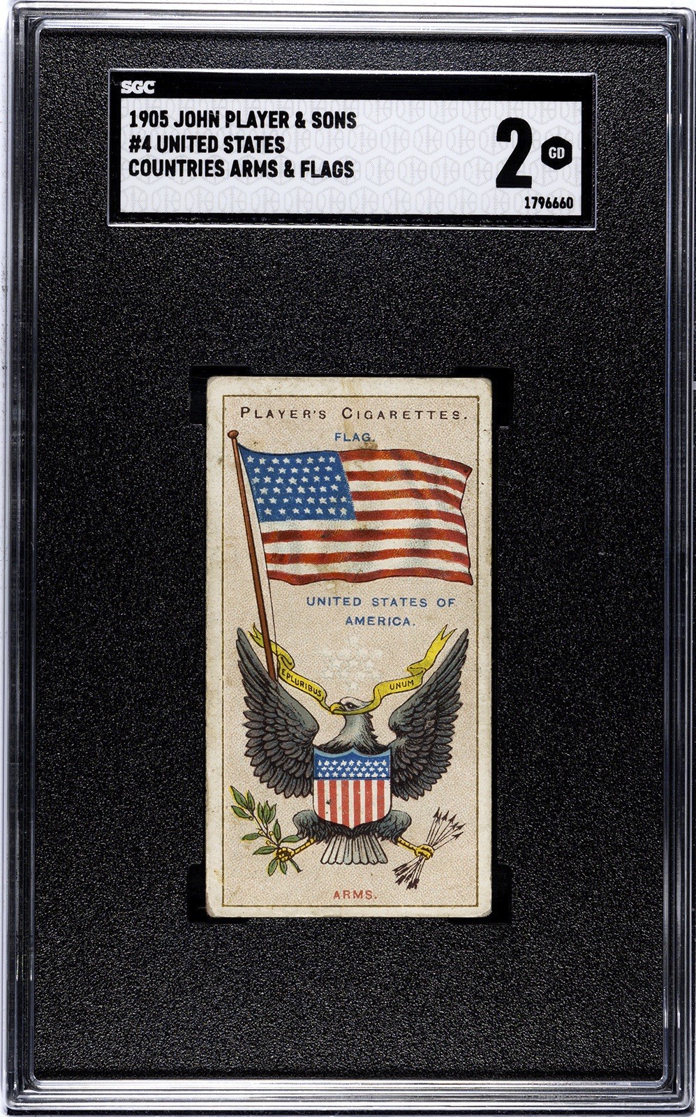 1905 John Player & Sons Country Arms And Flags United States #4 SGC 2 GD