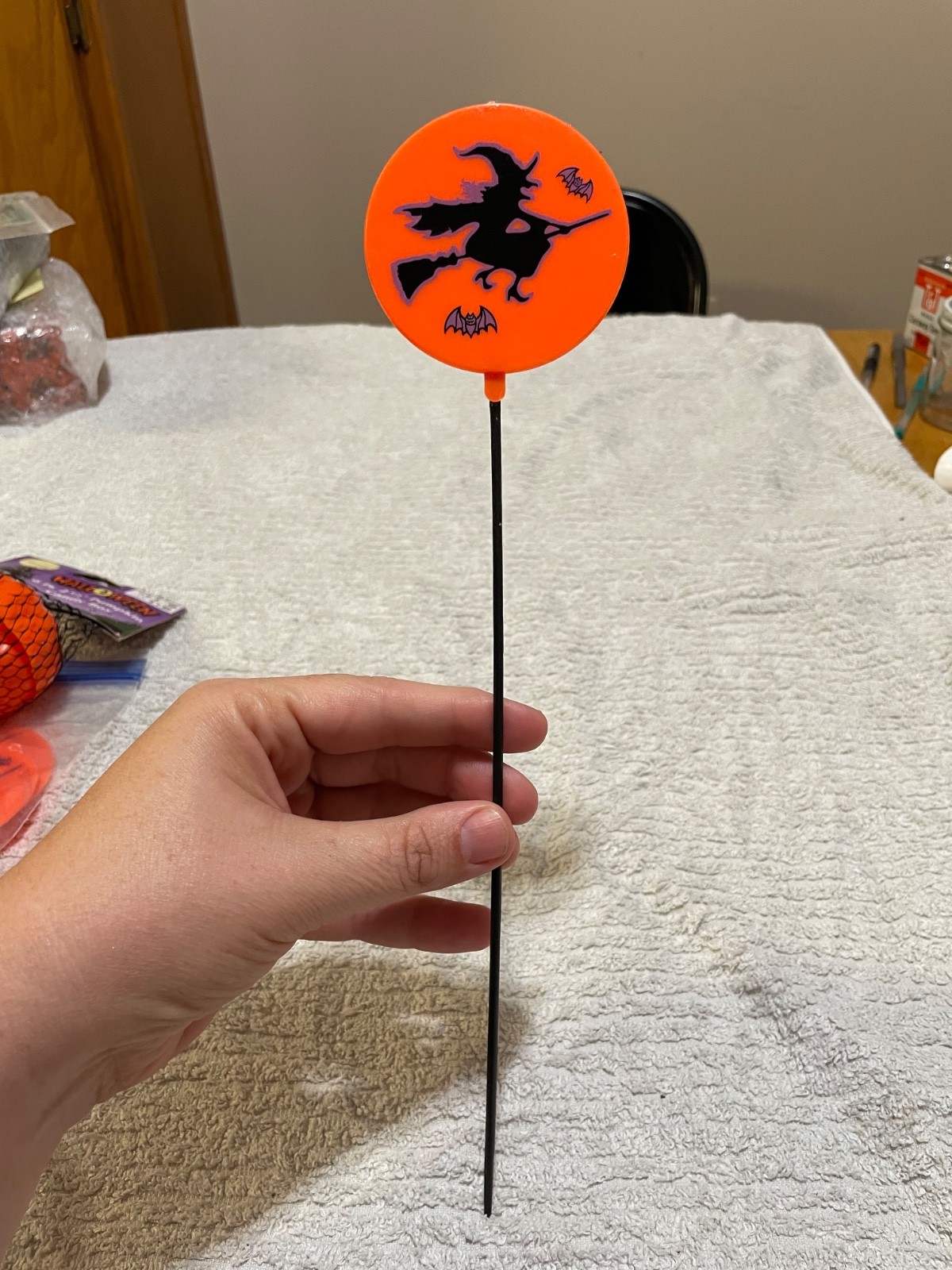 VTG Black and Orange Witch Riding Black Pick