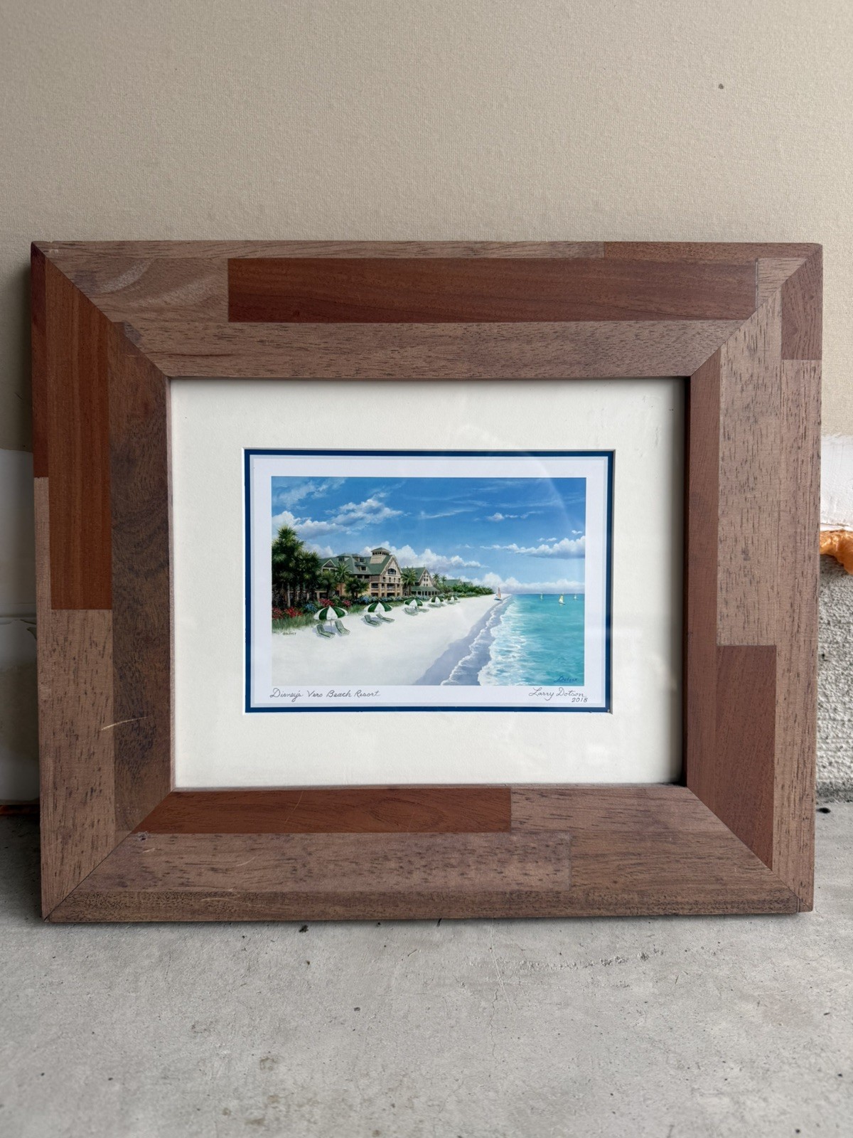 Disney Larry Dotson Vero Beach Vacation Memories Framed Print 12.5” x 14.5”