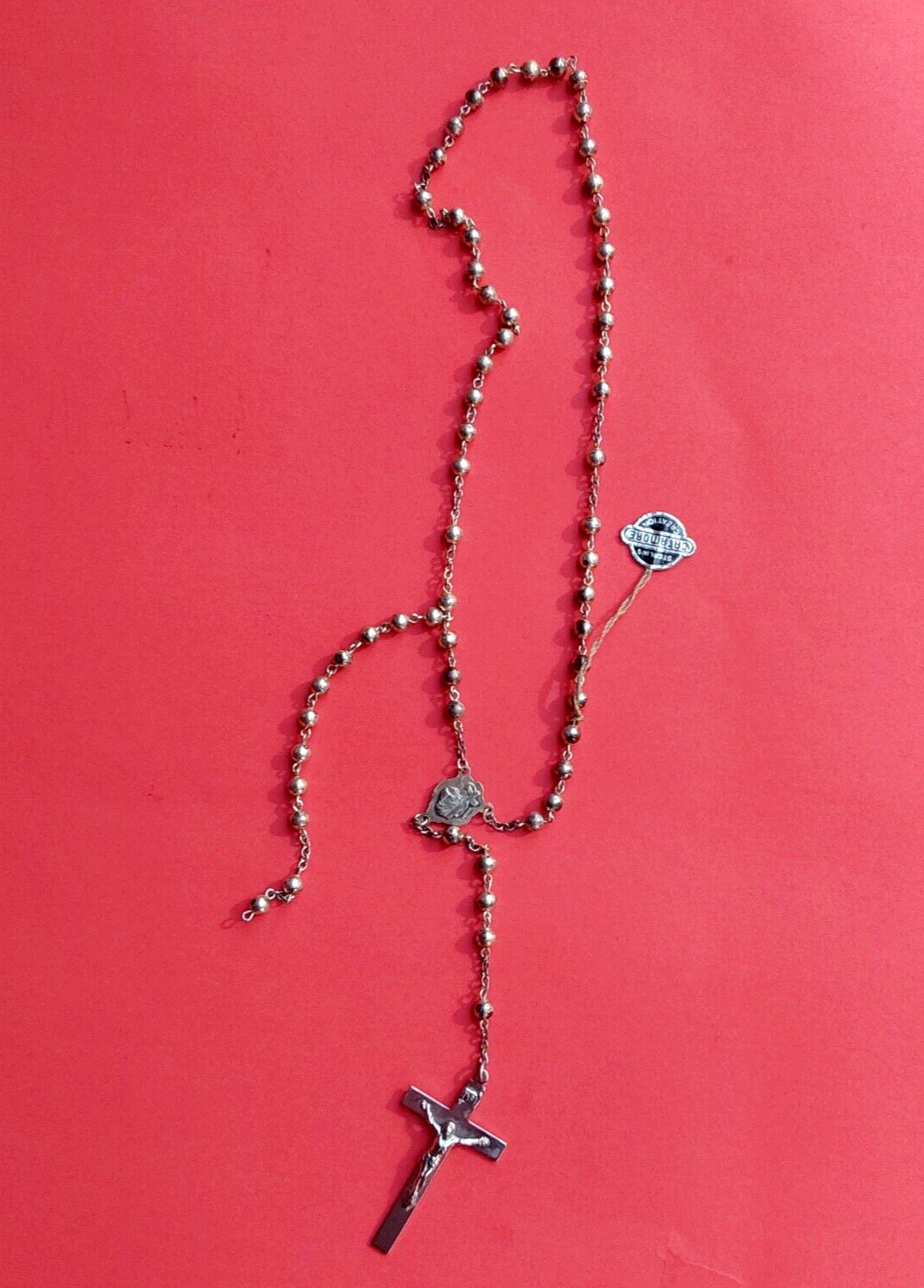 VINTAGE STERLING SILVER ROSARY STERLING CATAMORE CREATION 1940's w tag