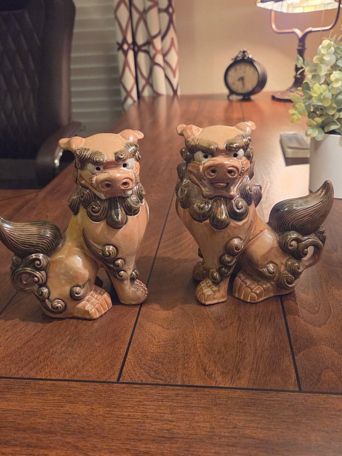 Vintage Pair Lion Foo Dogs Brown Andrea by Sadek Japan Statues Figures 6 1/4 in Vintage Pair Lion Foo Dogs Brown Andrea by Sadek Japan Statues Figures 6 1/4 in