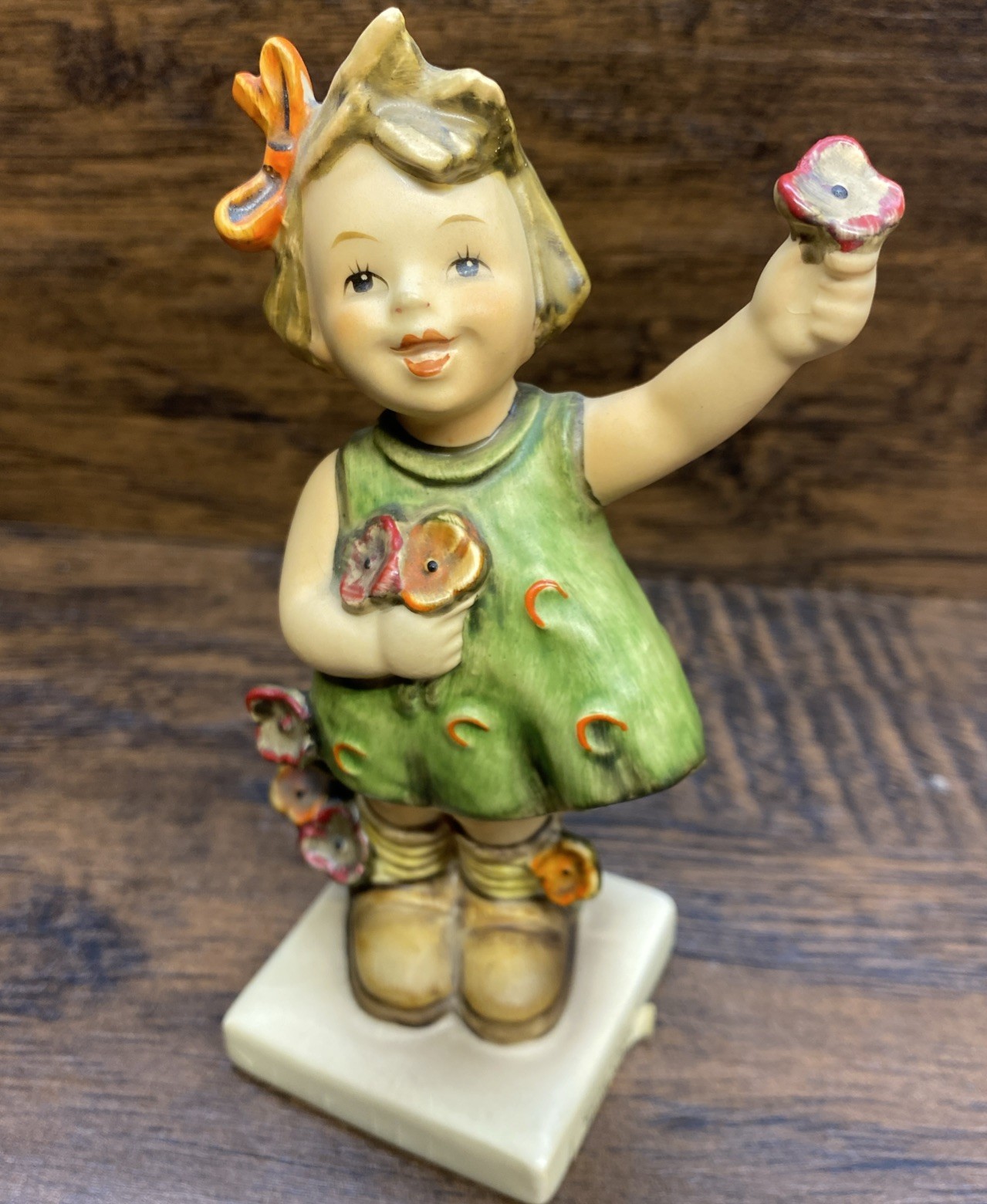 Goebel Hummel 72 Spring Cheer Girl w Flowers Figurine TMK5 5” Vintage