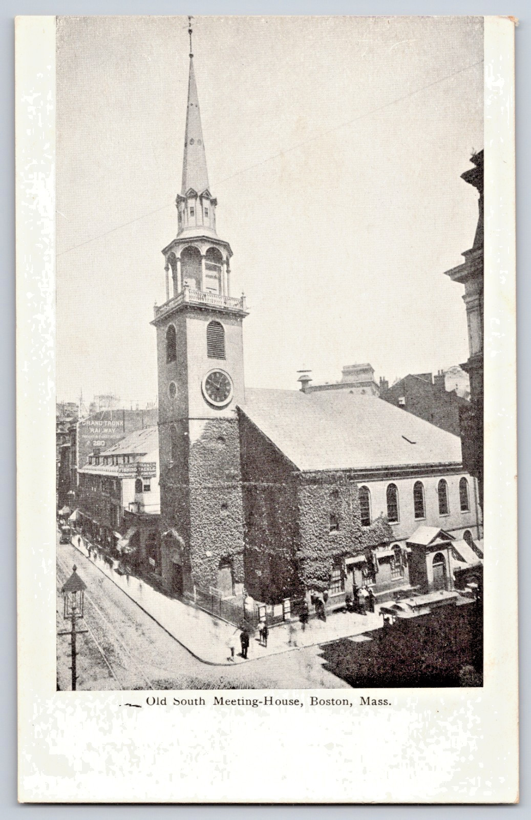 Boston MA Postcard Early 1900s People Outside Of Old South Meeting House