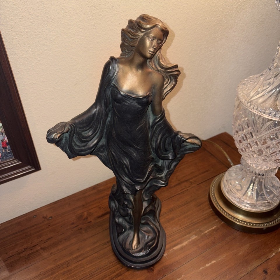 Rare -Alice Heath Austin Productions Sculpture Vintage 1991 Signed Bronze Maiden