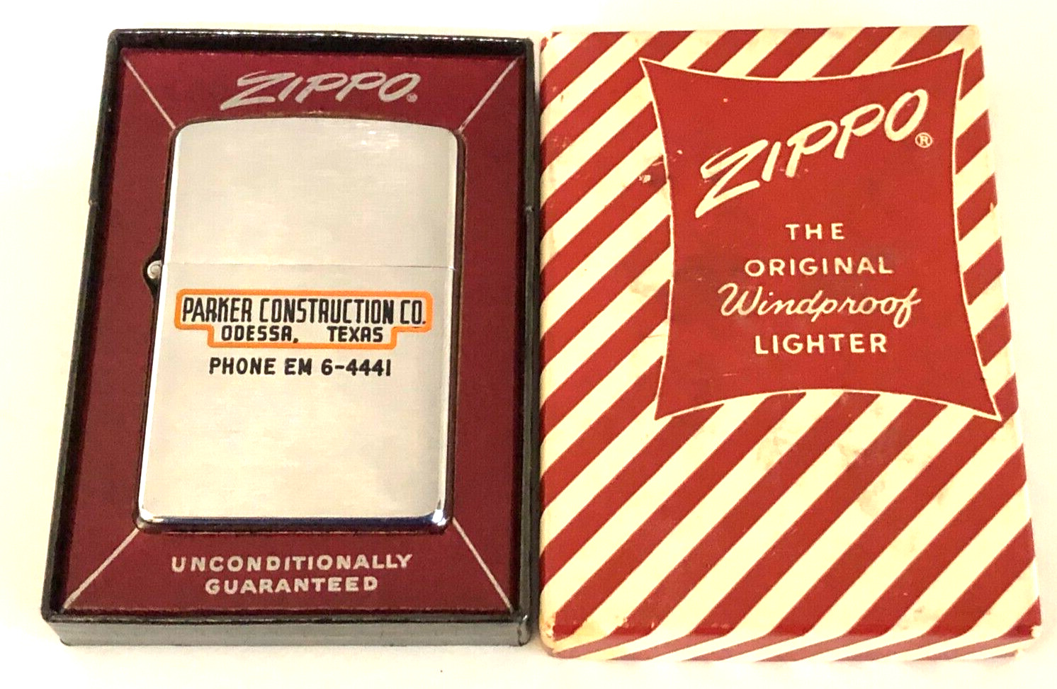 Vintage Zippo Lighter Unfired in Box Circa 1959 Advertising Odessa TX