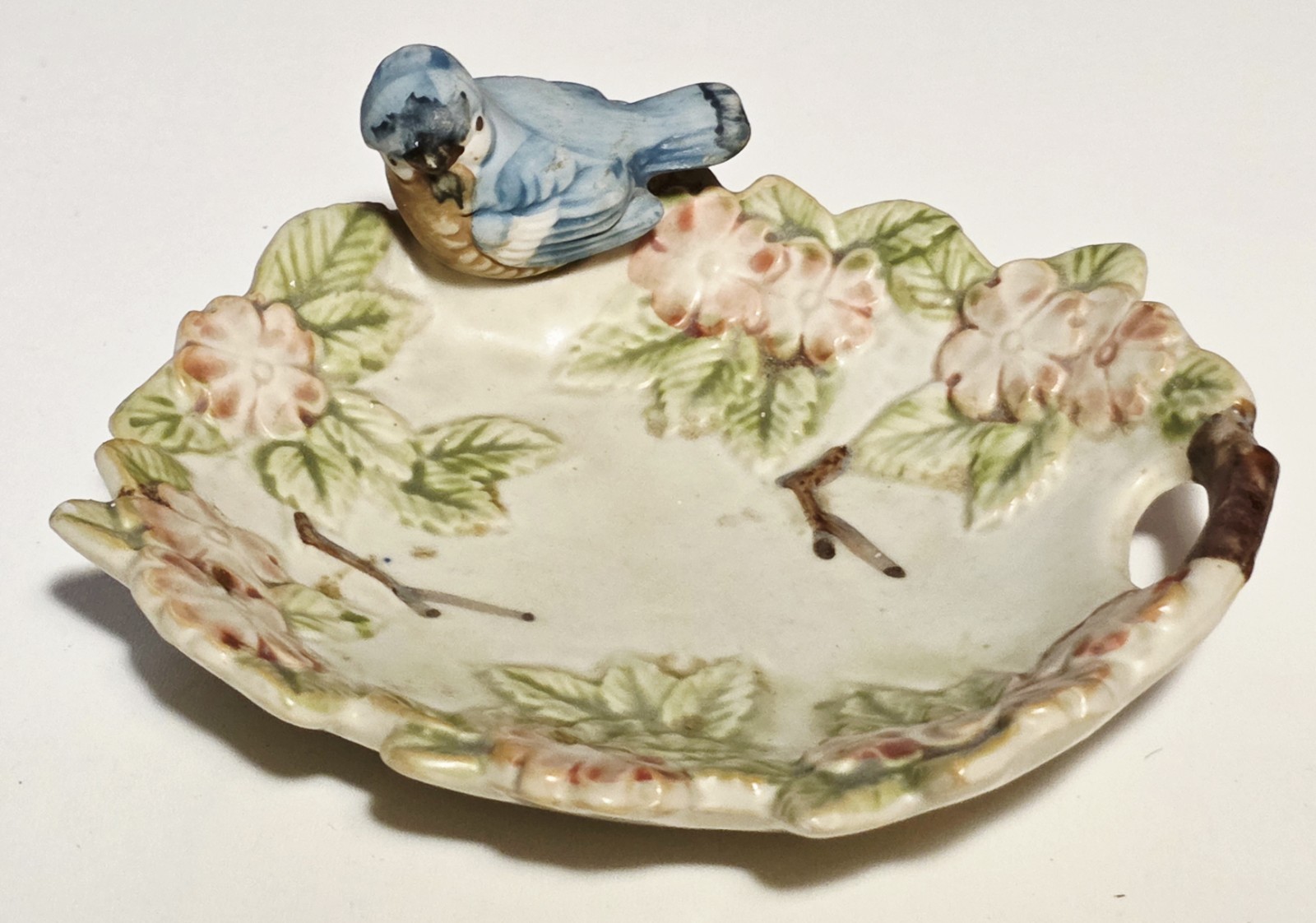 Vintage 1970s Takahashi Japanese Trinket Dish Porcelain Painted Bird Flower