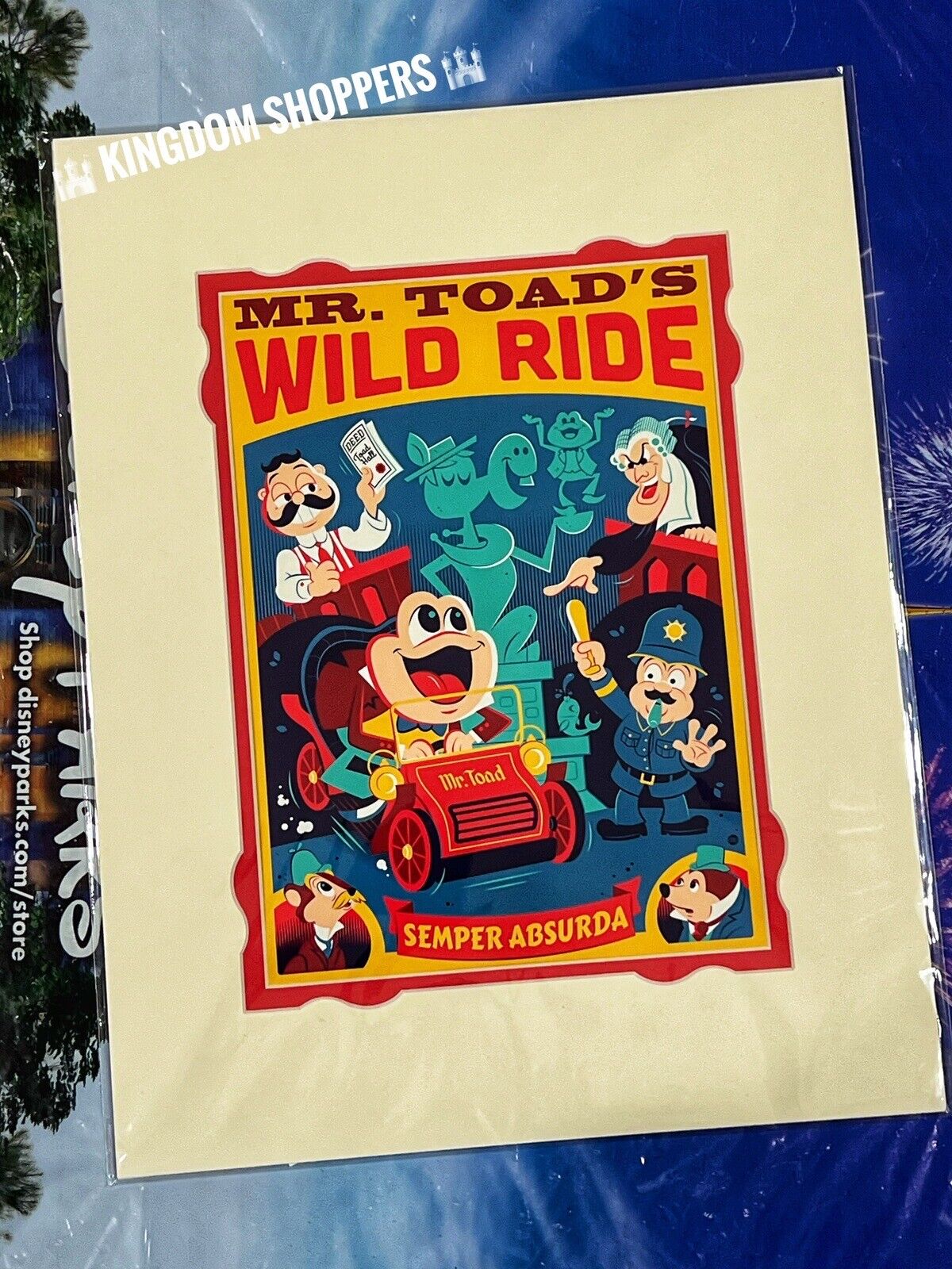 2024 Disney Parks Dave Perillo Mr. Toad Wild Ride Semper Absurda Print 14x18”
