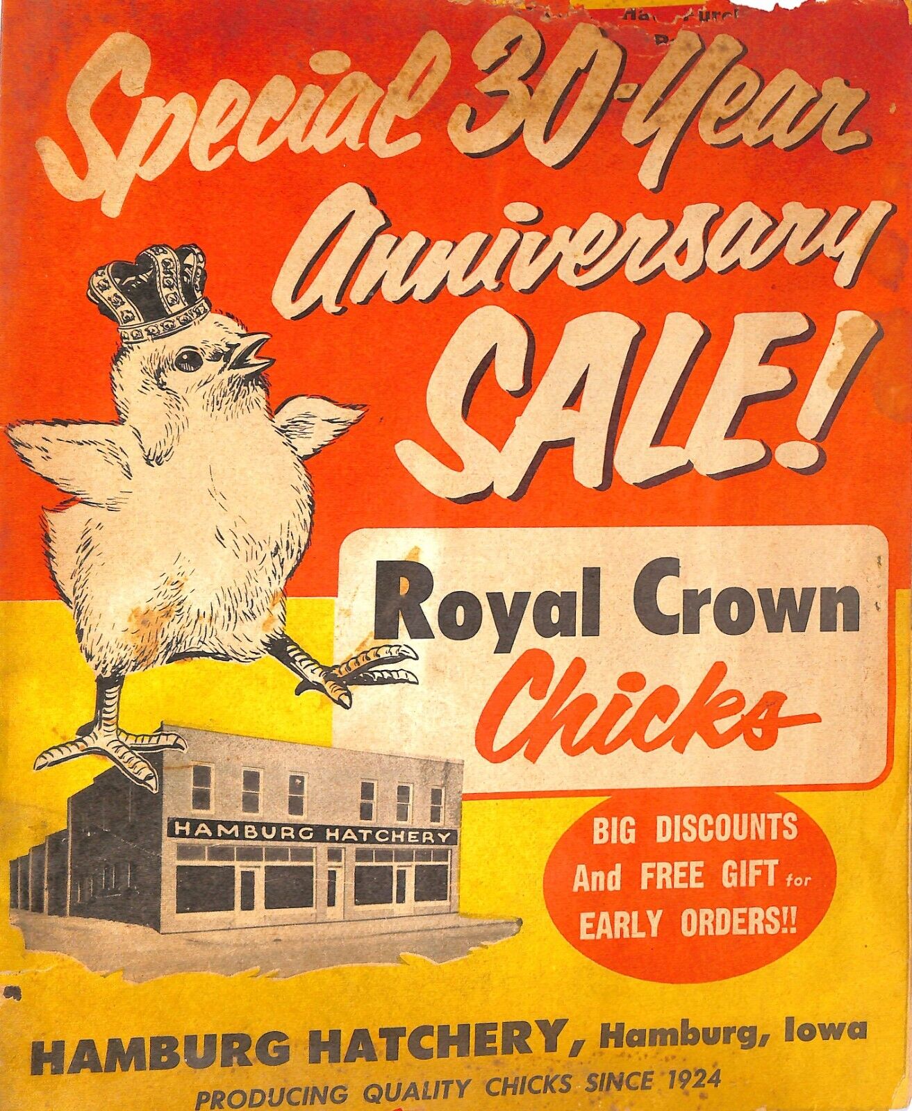 1954 Royal Crown Chicks Brochure 30th Anniversary Sale M1