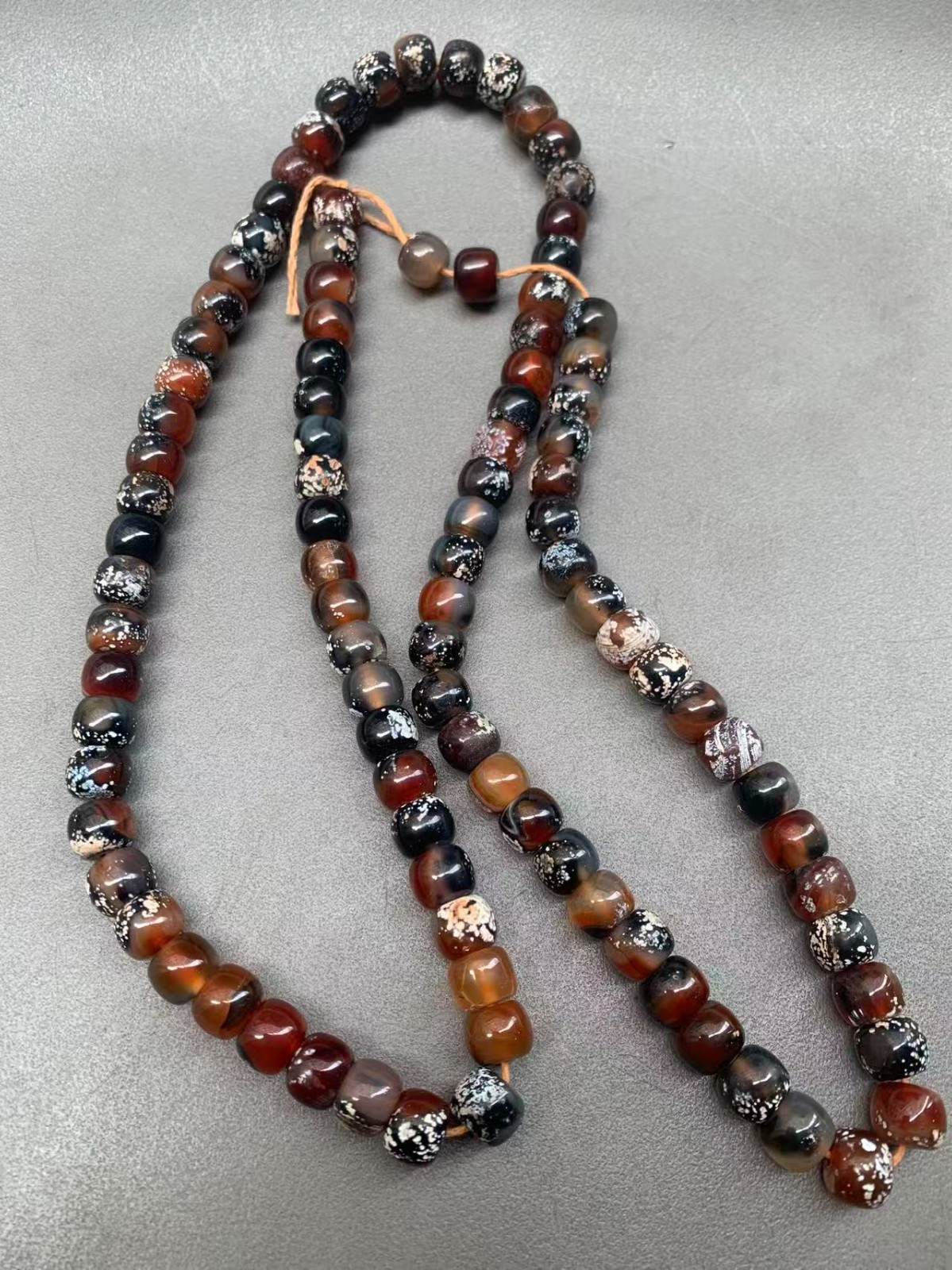Rare Tibetan Natural Agate Dzi 108 Disc Beads Prayer Necklace