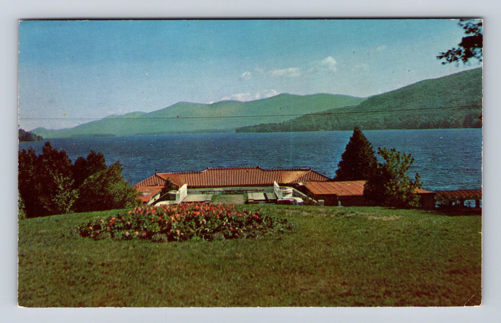 Lake George NY-New York, Lake George Adirondack Mountains Vintage c1957 Postcard