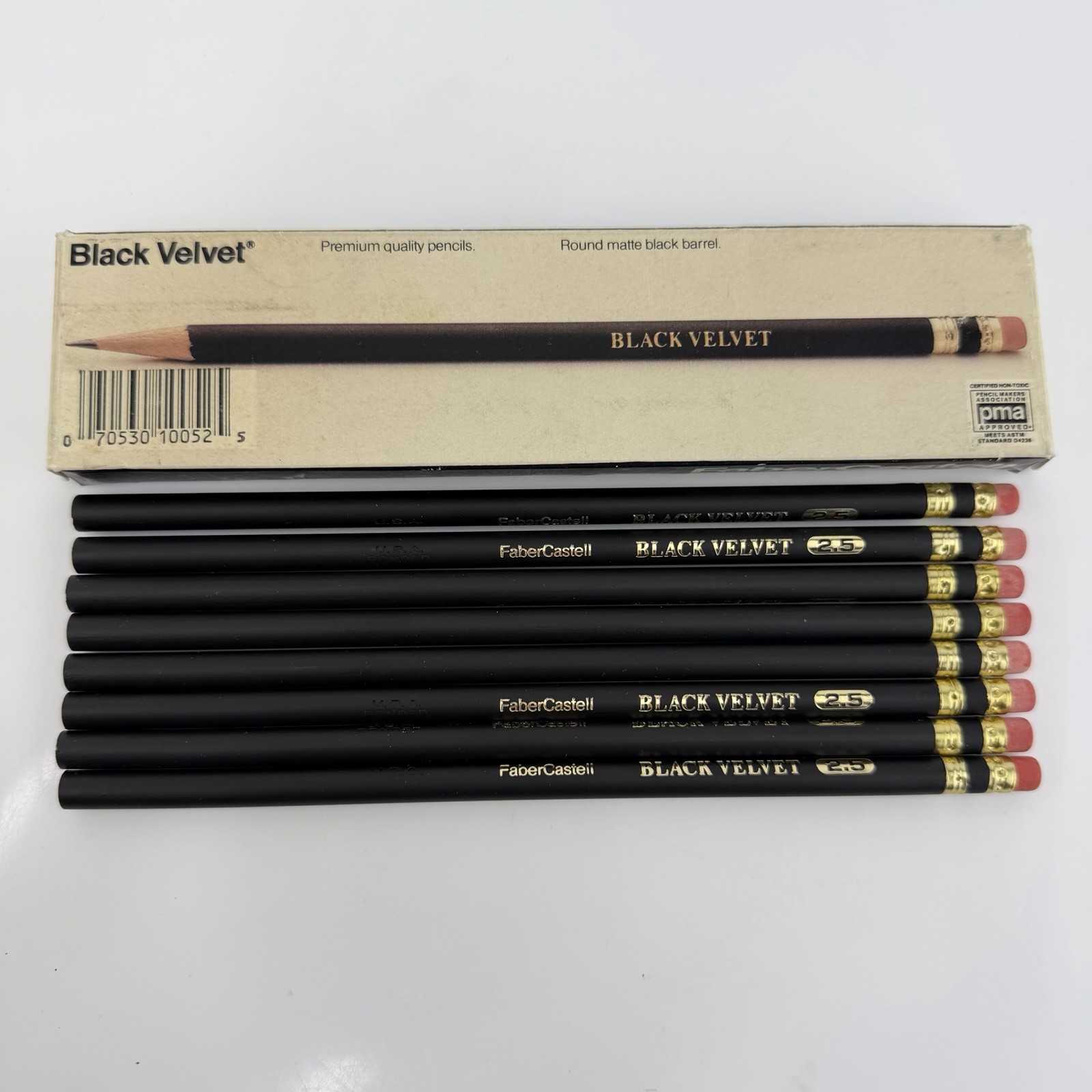 Vintage Faber Castell Black Velvet Pencil 10051 #2 Lot Of 8 Pencils Medium Soft