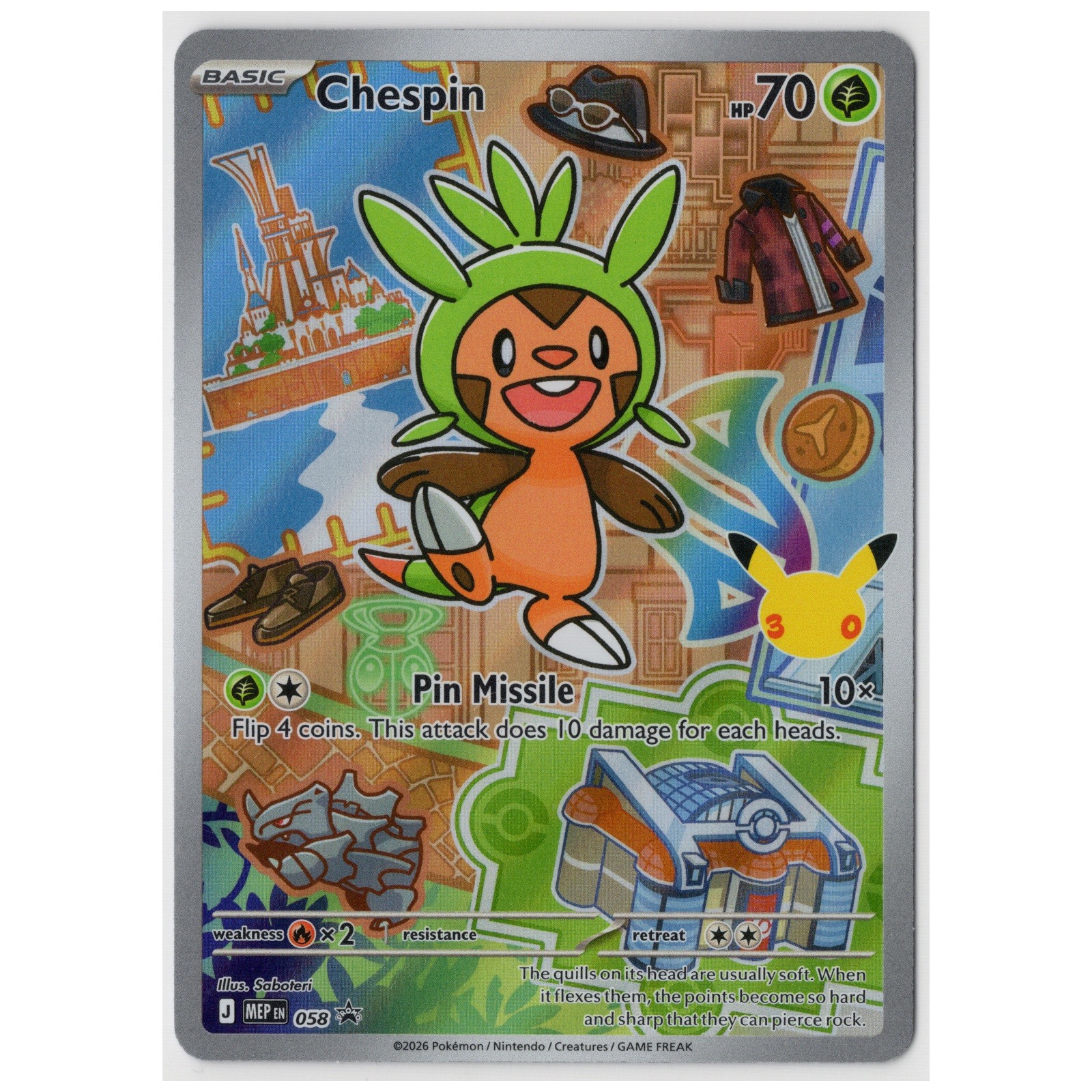 Pokemon First Partner Illustration Series 3 Chespin MEP 058 Black Star Promo