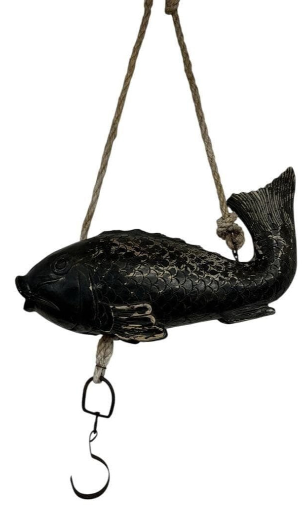 Vinatge Japanese Wood Carved Carp 18.5inch Pot-Hook Jizaikagi Hearth Decoration