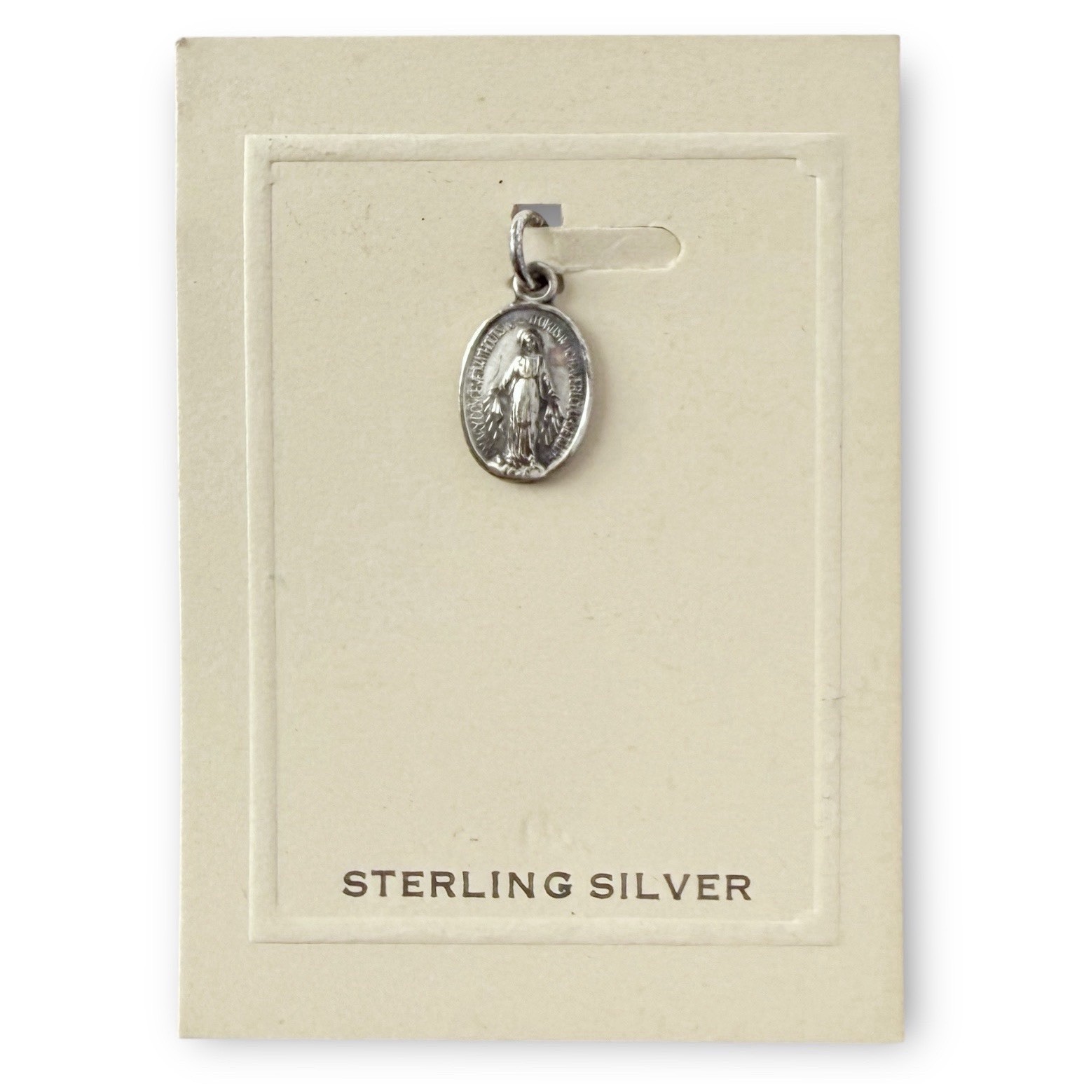 Vintage Miraculous Mary Medal of Immaculate Conception Sterling Silver Charm