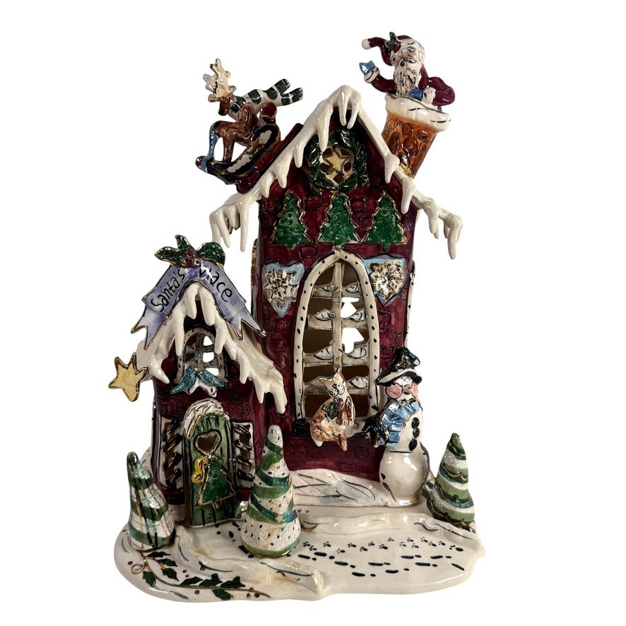 Heather Goldminc Blue Sky Clayworks Christmas Santa's Place Retired 2001 RARE