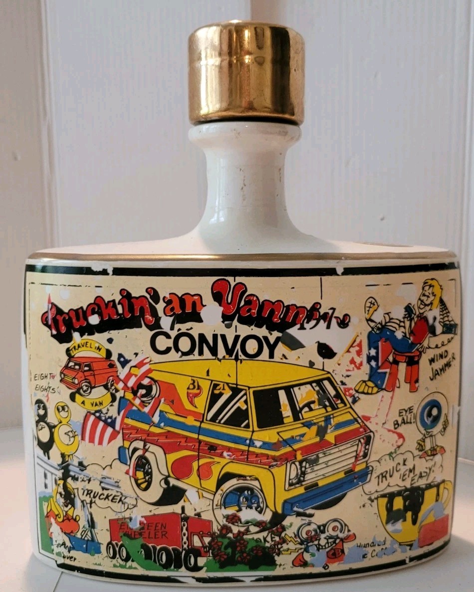 Vintage 1976 Ezra Brooks Truckin an Vannin Convoy Empty Decanter 