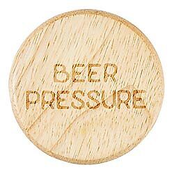 Magnetic Round Wooden Bottle Opener 2.5in Dia x 0.25in D Beer Pressure Pack of 4