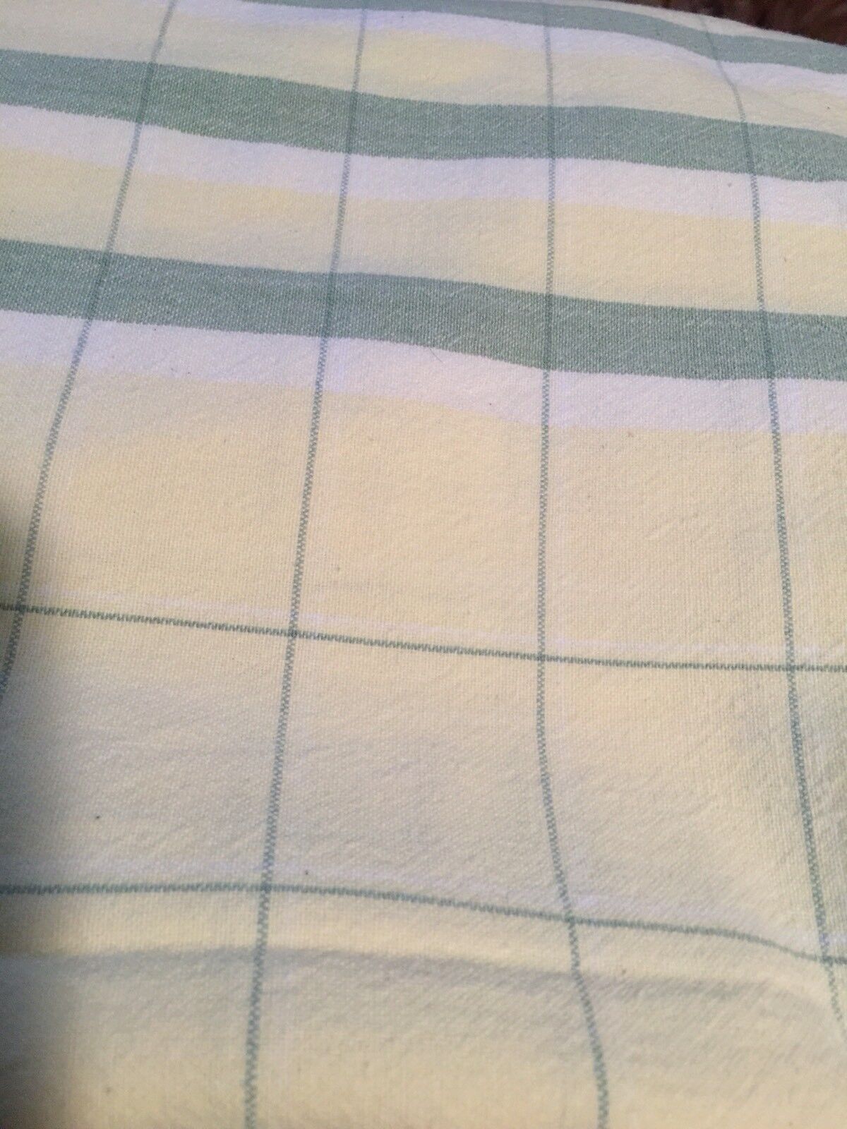 Grandmas Estate Yellow Green Large Plaid Cotton 54 X 88 Tablecloth (629)