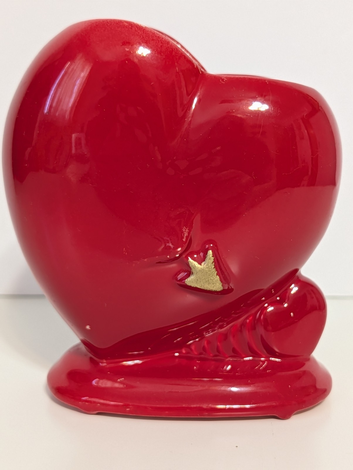 Vintage Rubens Originals Red Heart Gold Arrow Vase Planter Japan 1950-1960 Love