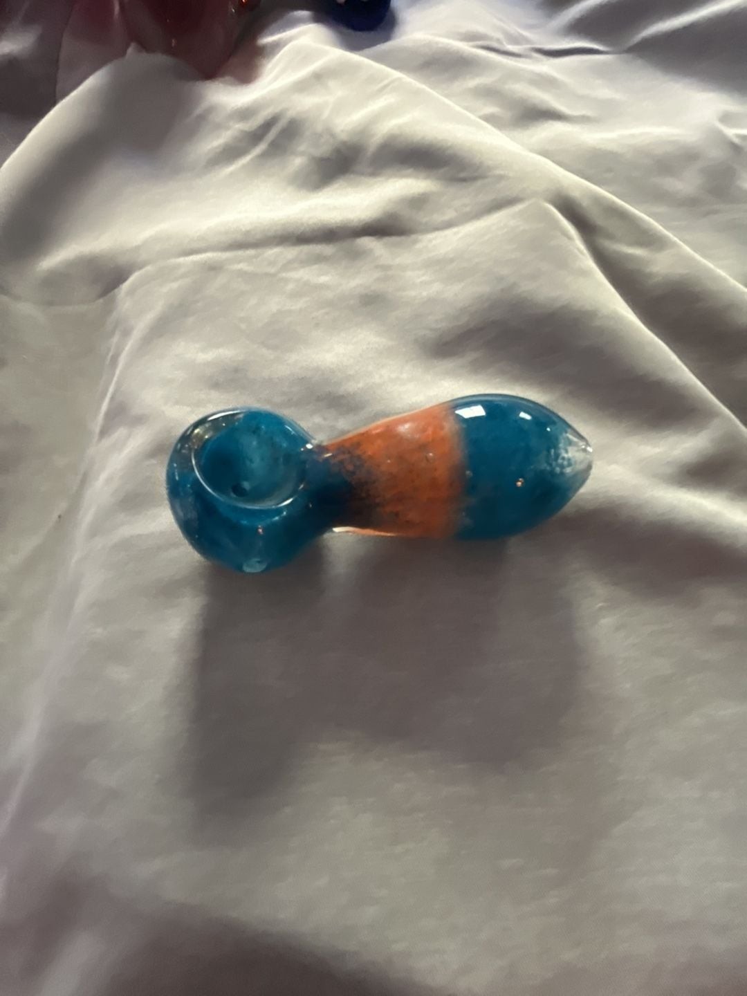 Hand-Blown Glass Spoon Piece Blue and Orange
