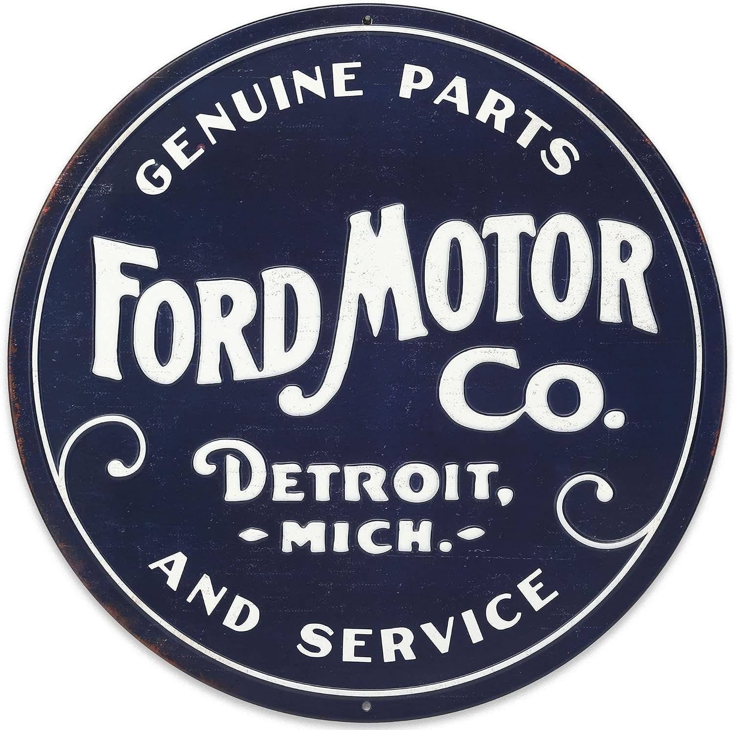 Ford Motor Co. round Embossed Metal Sign Ford Motor Co. round Embossed Metal Sign