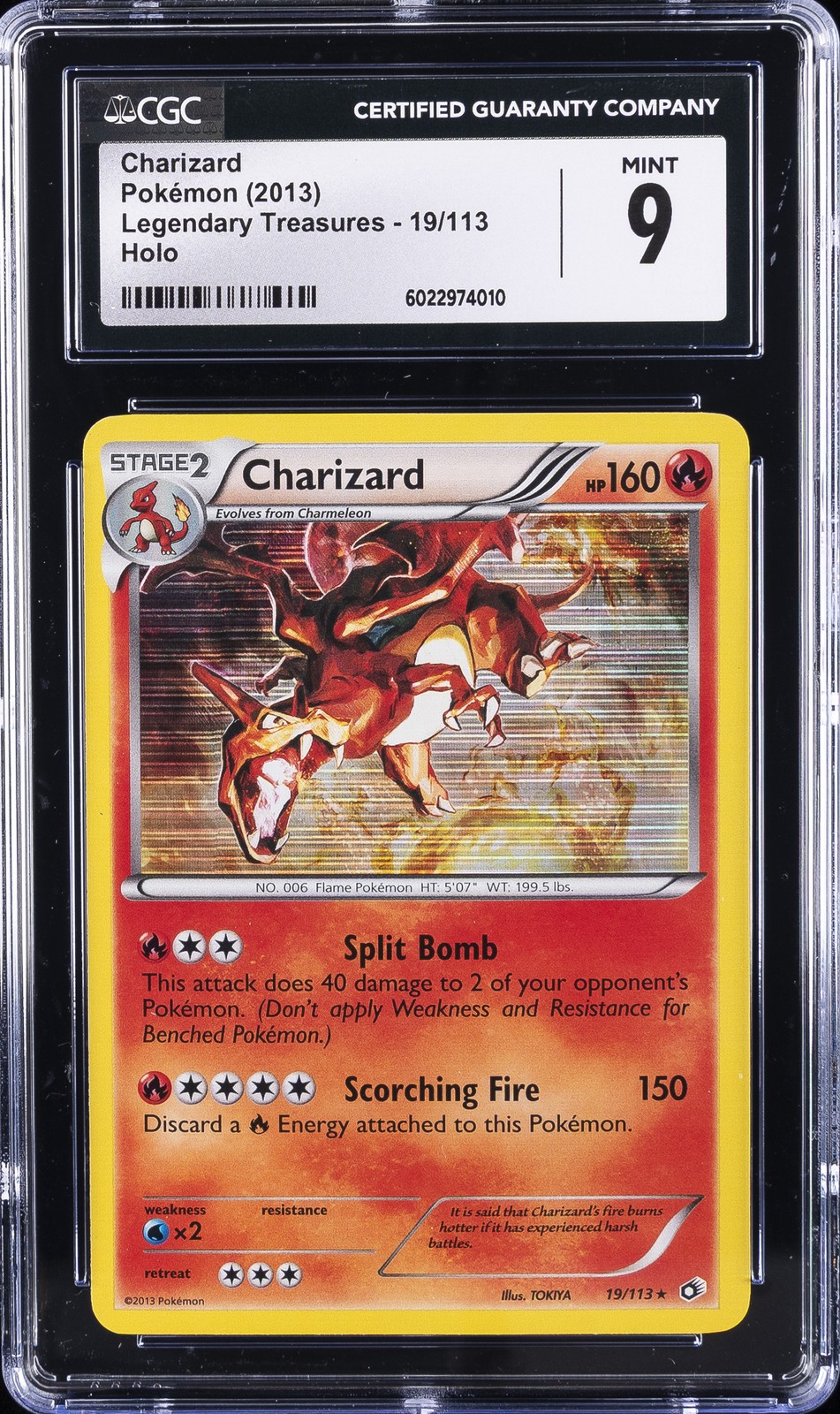 2013 POKÉMON LEGENDARY TREASURES HOLO #19/113 CHARIZARD CGC 9