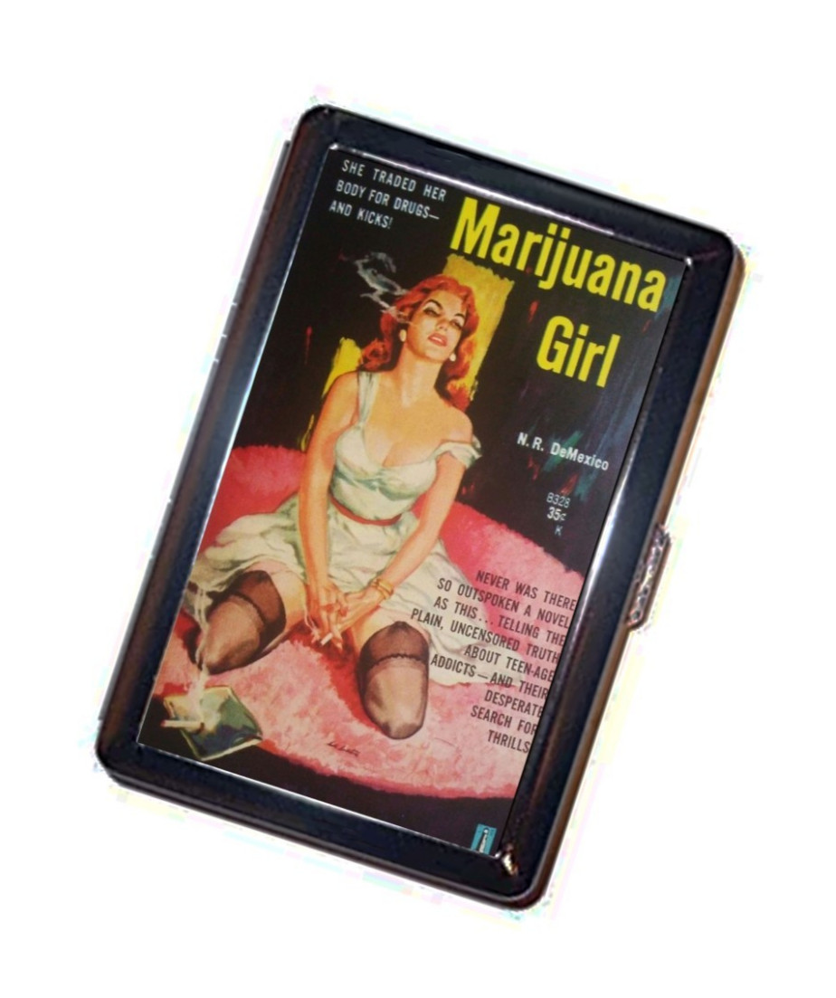 Marijuana Girl Cigarette Case Handmade pulp book