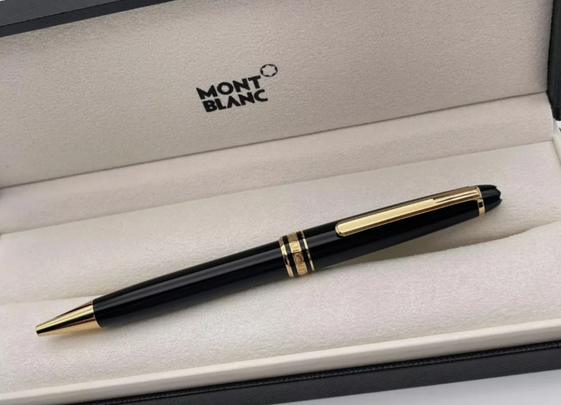 Montblanc Meisterstück 164 Ballpoint Pen Black Gold Trim New Box Luxury Gift