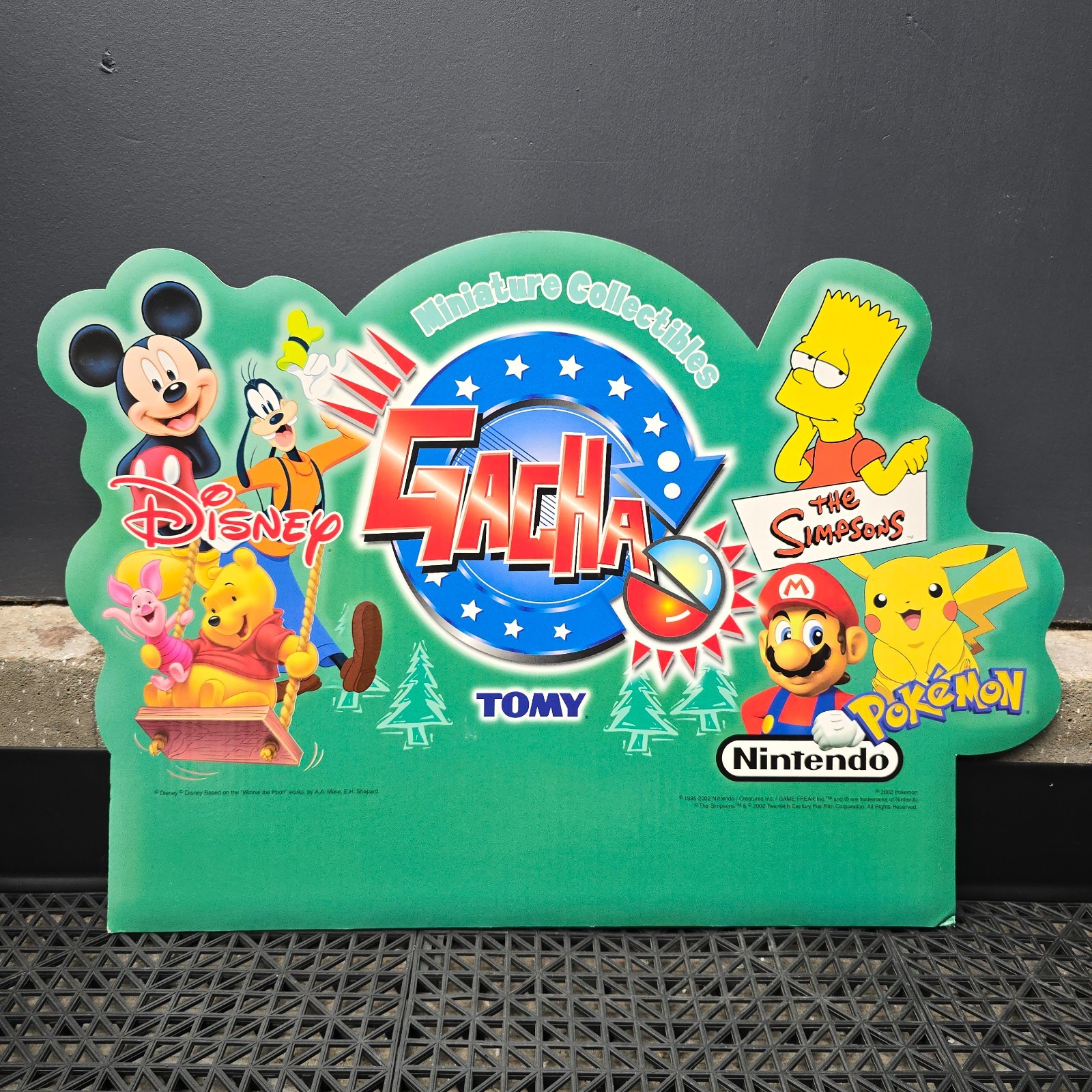 VTG 2002 TOMY Gacha Cardboard Advertising Display Disney Nintendo Pokemon *RARE*