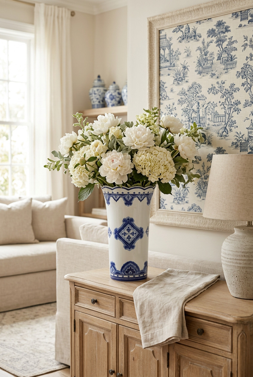 Andrea by Sadek for Vera Bradley Java Blue Porcelain Flower Vase — Retired 