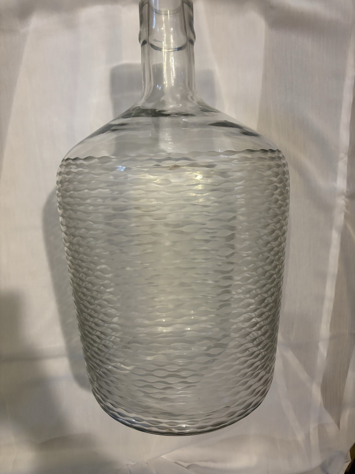 Etched 4 Gallon Clear Thick Glass Jug Vase Bottle Wine Water RARE