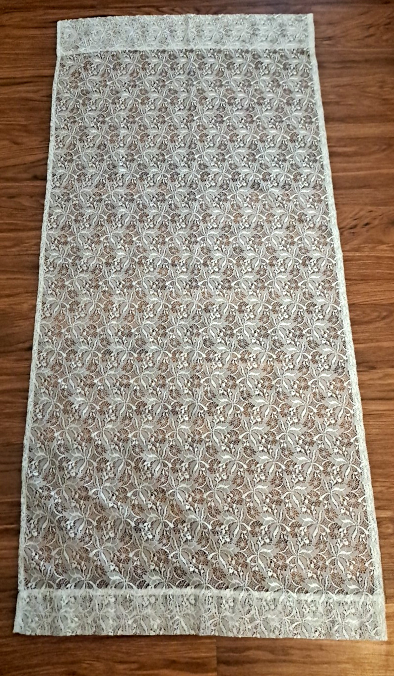 White Lace Curtain Panel Floral Vintage Country Farmhouse Cottage 60x29