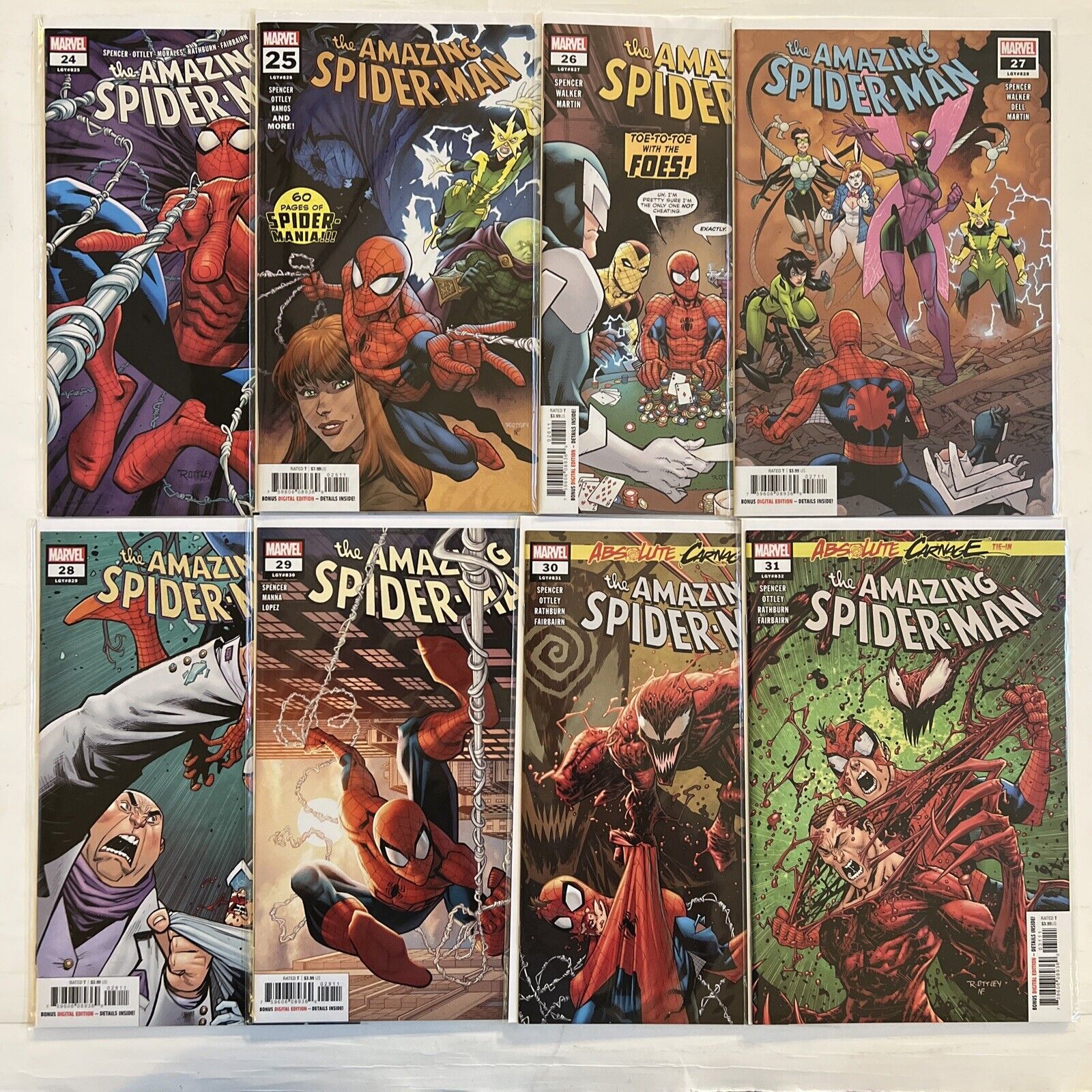 AMAZING SPIDER-MAN #24-31 Absolute Carnage Tie Ins (Vol 5) 2018 MARVEL COMICS