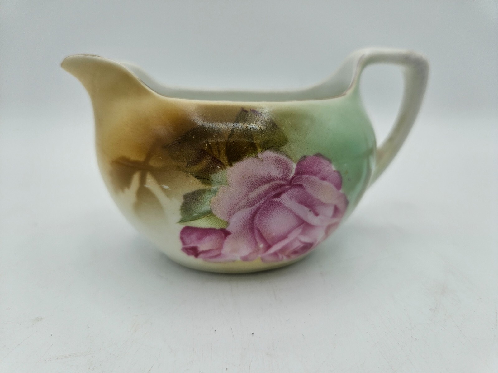 Antique RS Germany Creamer Pitcher Pink Rose Blush Porcelain Small
