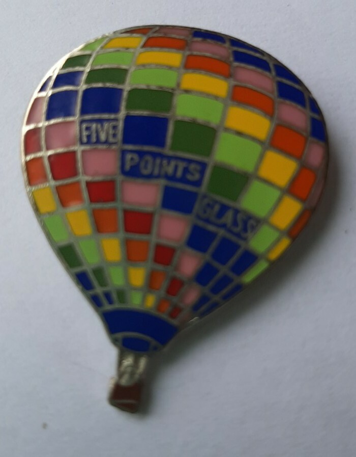 Vintage 1980s Five Points Glass Advertising Hot Air Balloon Festival Pin Pinback