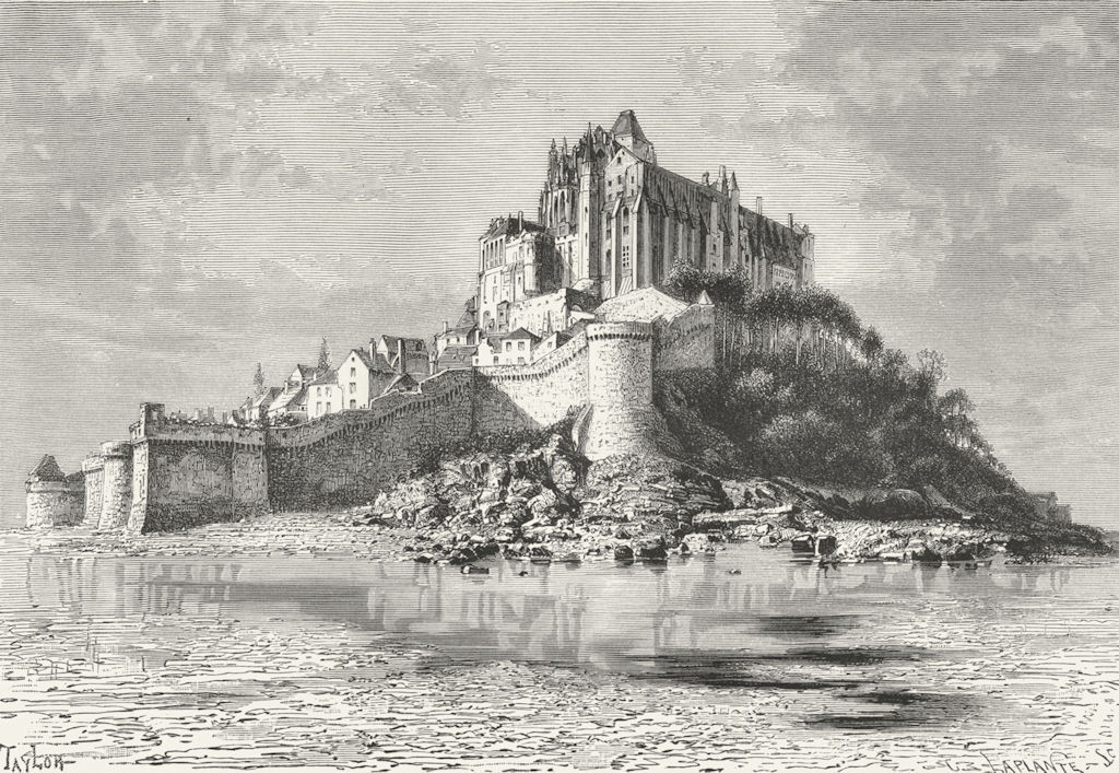 FRANCE. Mont St Michel c1885 old antique vintage print picture