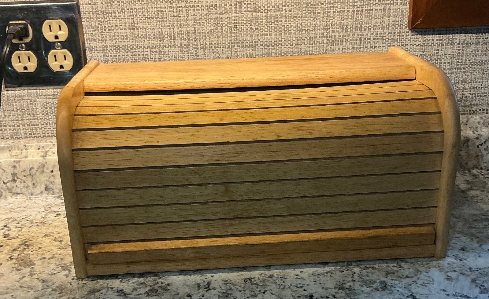 Vintage Wooden Wood Roll Top Bread Box Farmhouse Country Farm Rustic Cottagecore