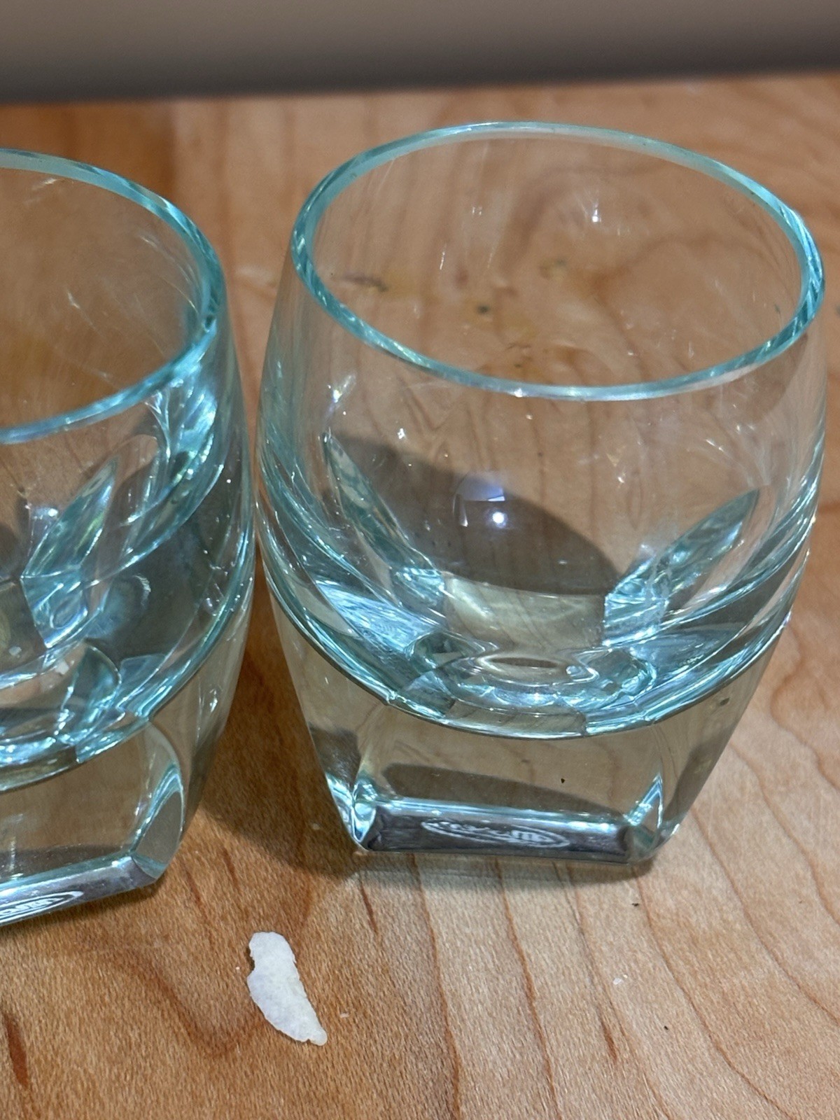 Moser Signed Crystal Shot Glasses Set of 2 Heavy Geometric Base Czech Glass