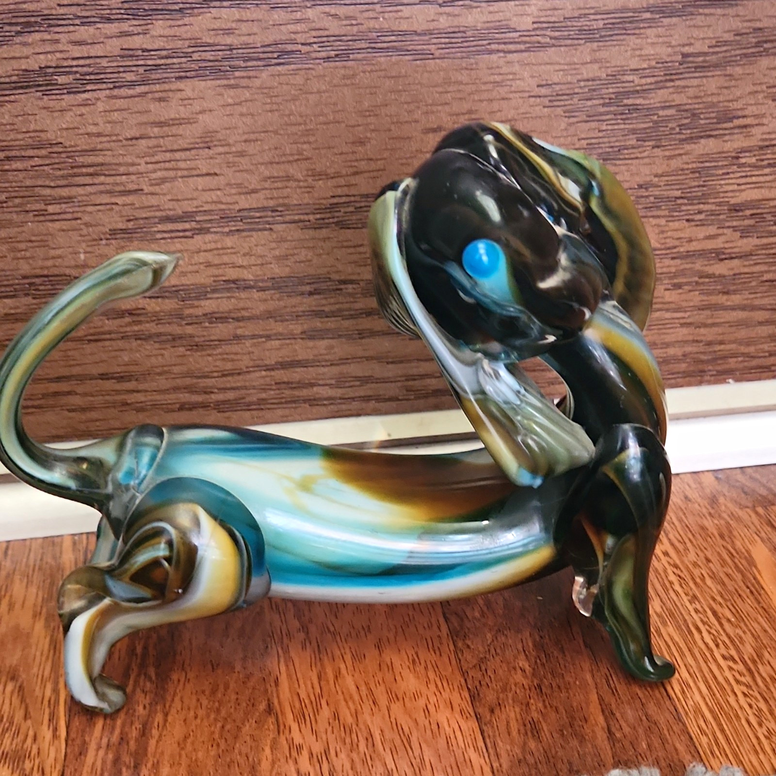 Vintage Italian Art Mid-century Murano-style Hand Blown Glass Stretching Hound