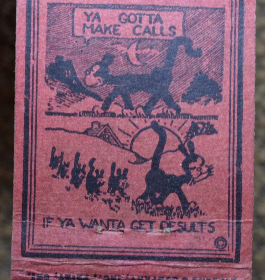 BRICKEY OIL & GAS WATERLOO MATCHBOOK COVER ADVERTISING SIGN VINTAGE 1950s CATS