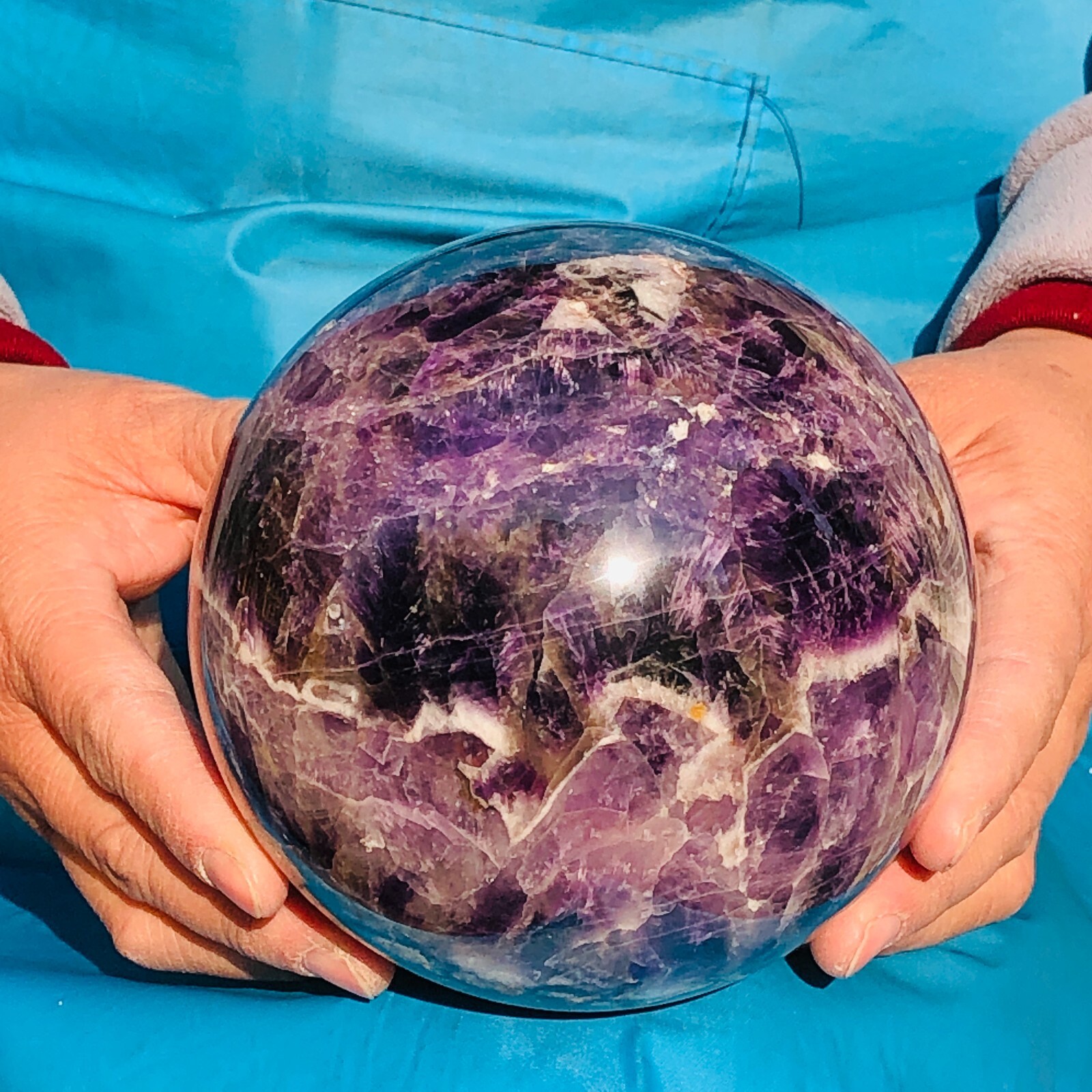 5.47LB Natural Dream Amethyst Sphere Quartz Crystal Ball Specimen Healing