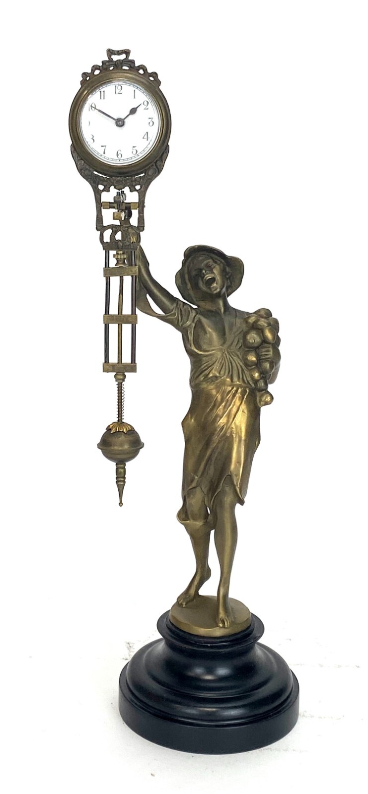 German Junghans Style Brass Onion Boy Figure Swinging Swinger Clock